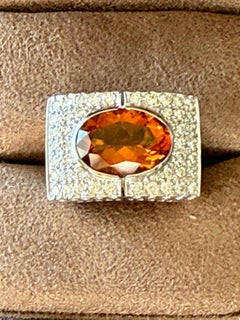 18 K white Gold Ring Madeira Citrine and Diamonds