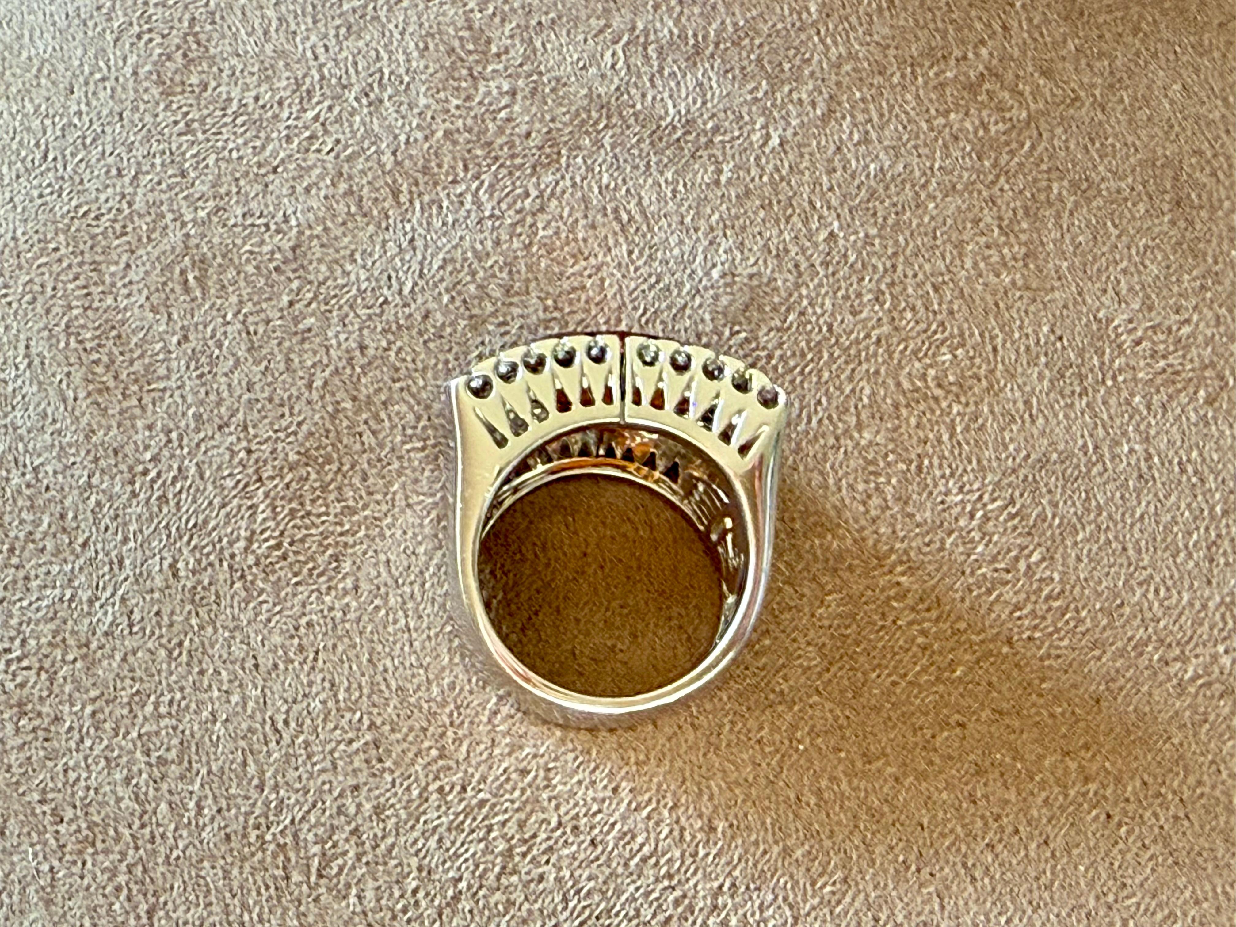 Contemporary 18 K white Gold Ring Madeira Citrine and Diamonds For Sale