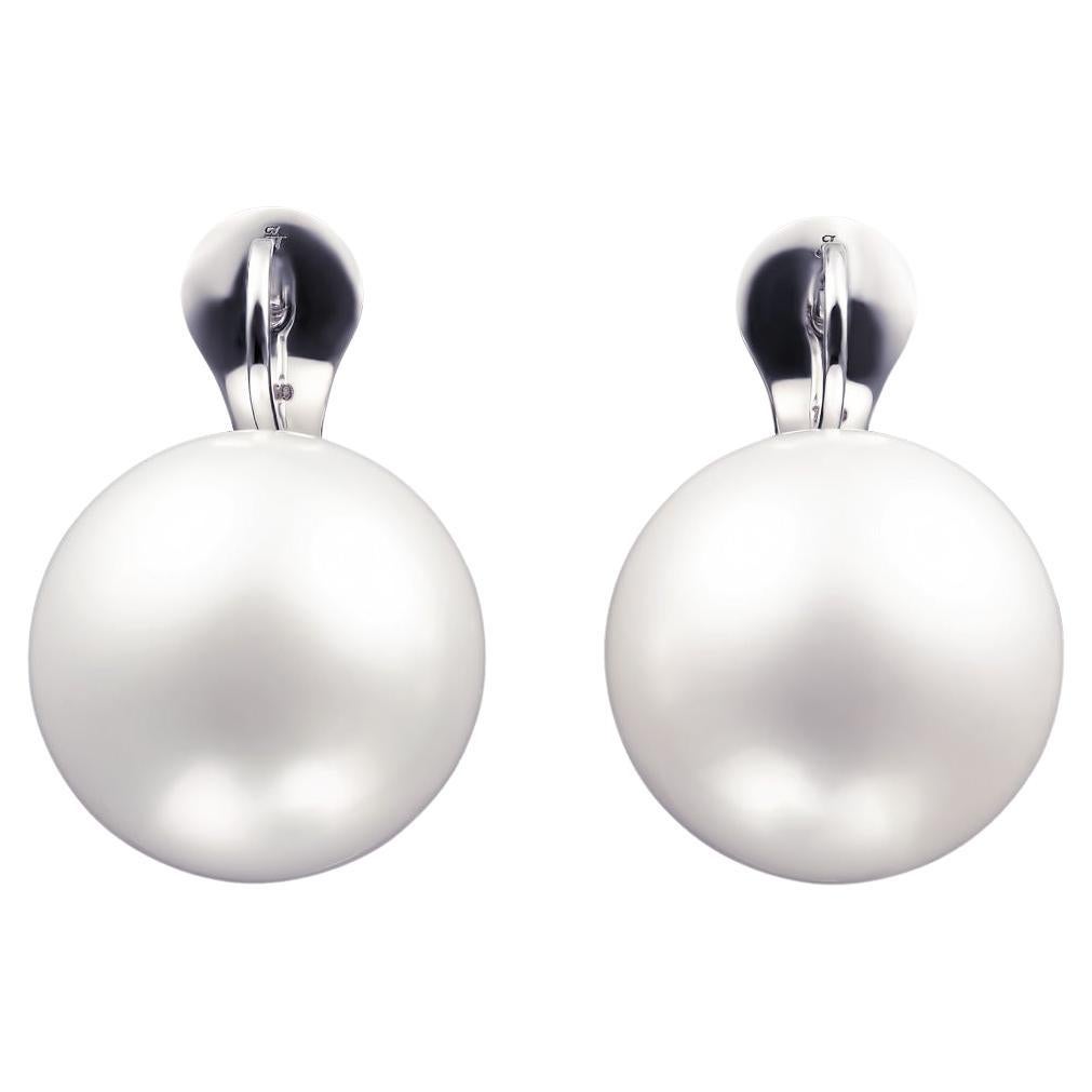 18 K White Gold White South Sea Pearls, Diamonds, Sapphires, Tsavorites Earrings For Sale