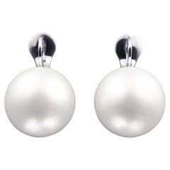18 K White Gold White South Sea Pearls, Diamonds, Sapphires, Tsavorites Earrings