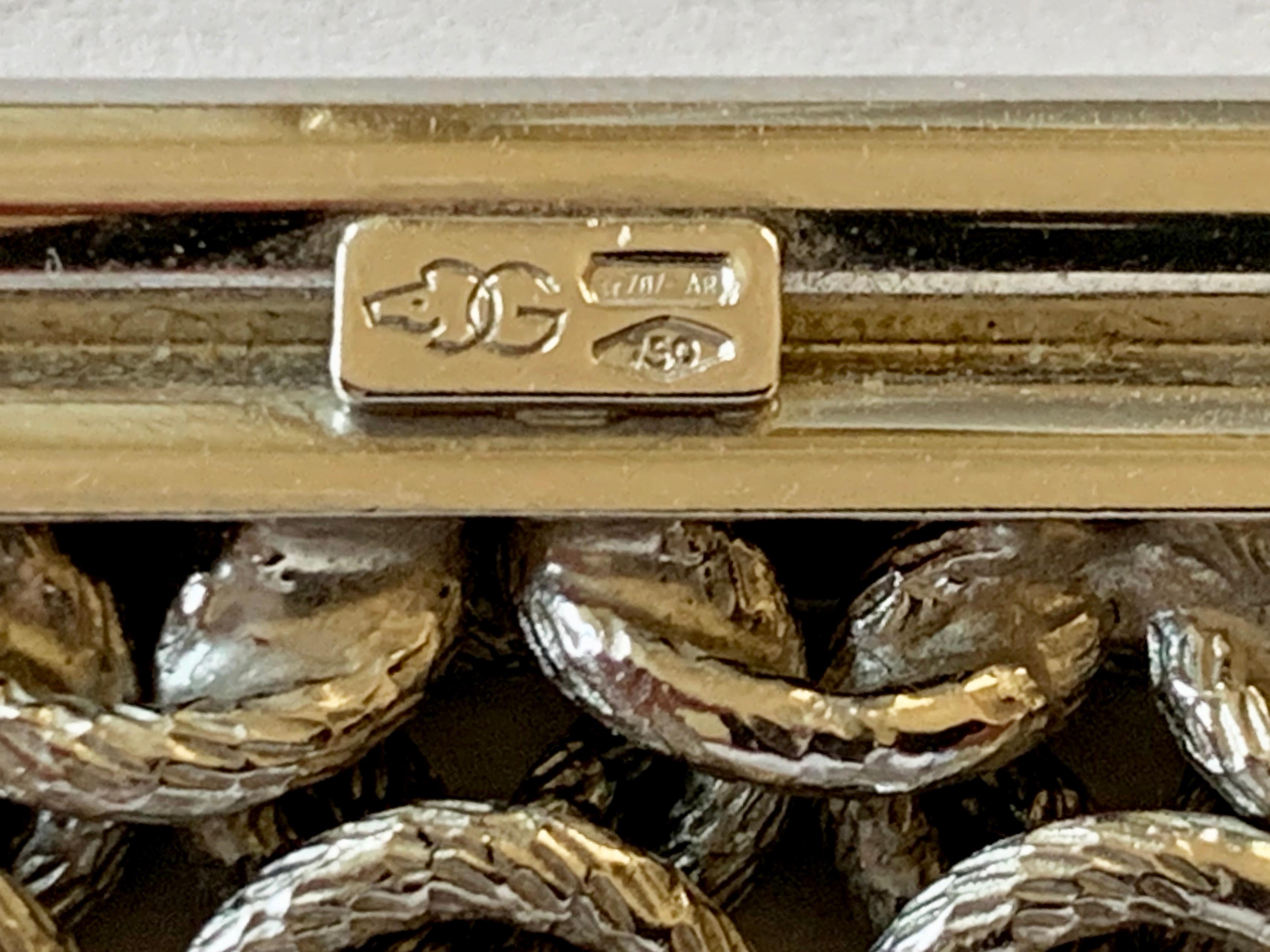 18 Karat White Gold Wide Woven Bracelet Italian 5
