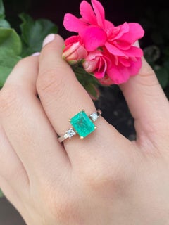 18 k White gold & yellow gold Colombian Emerald ring  2.97ct / GIA certificate