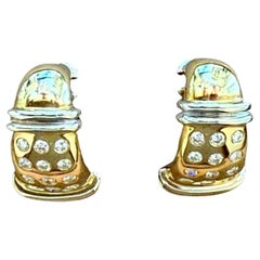 18 K white yellow Gold Diamond and Two-Tone Gold Clip-On Earrings