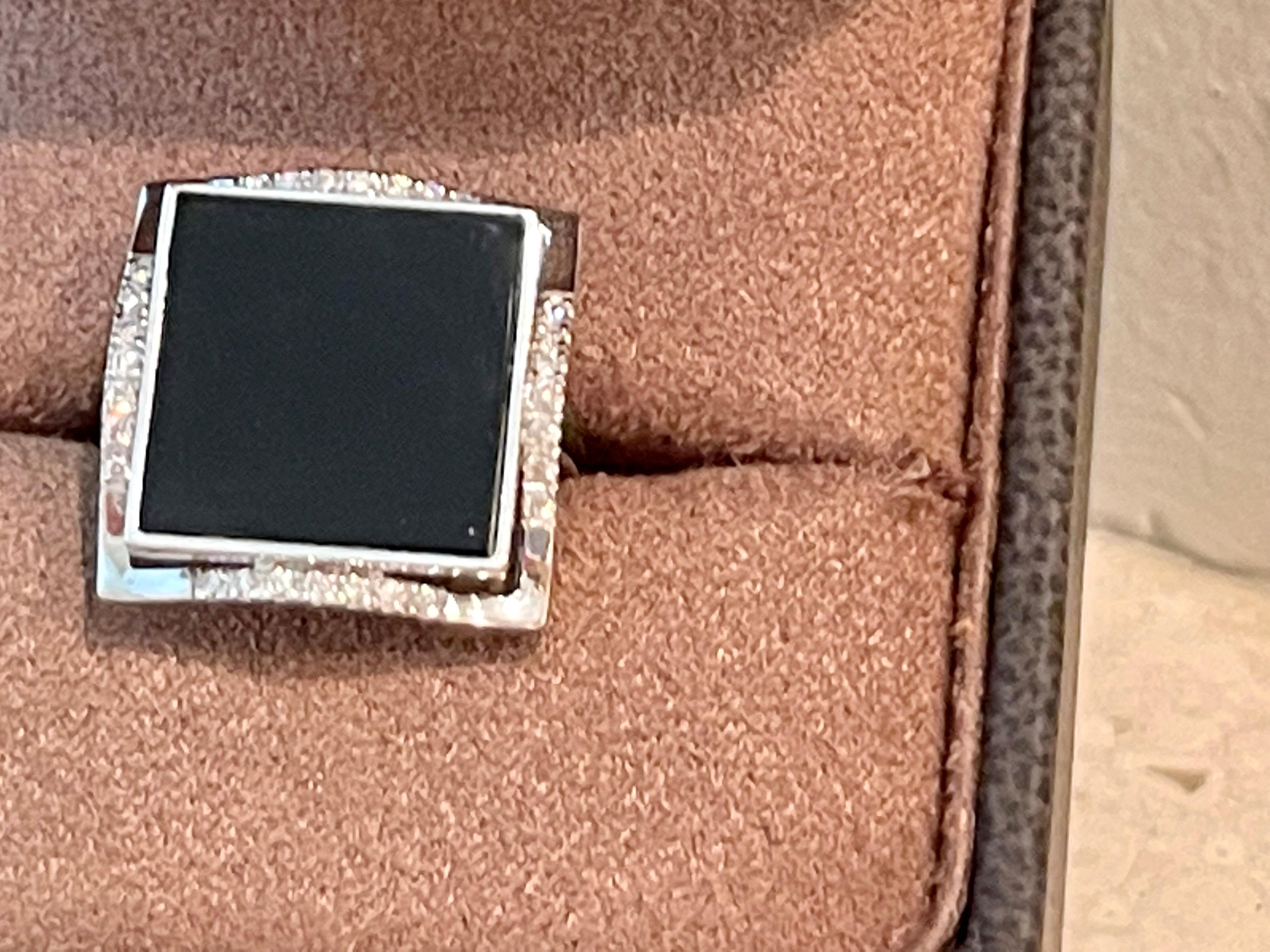 18 K Whitel Gold Ring Black Onyx Diamonds For Sale 6