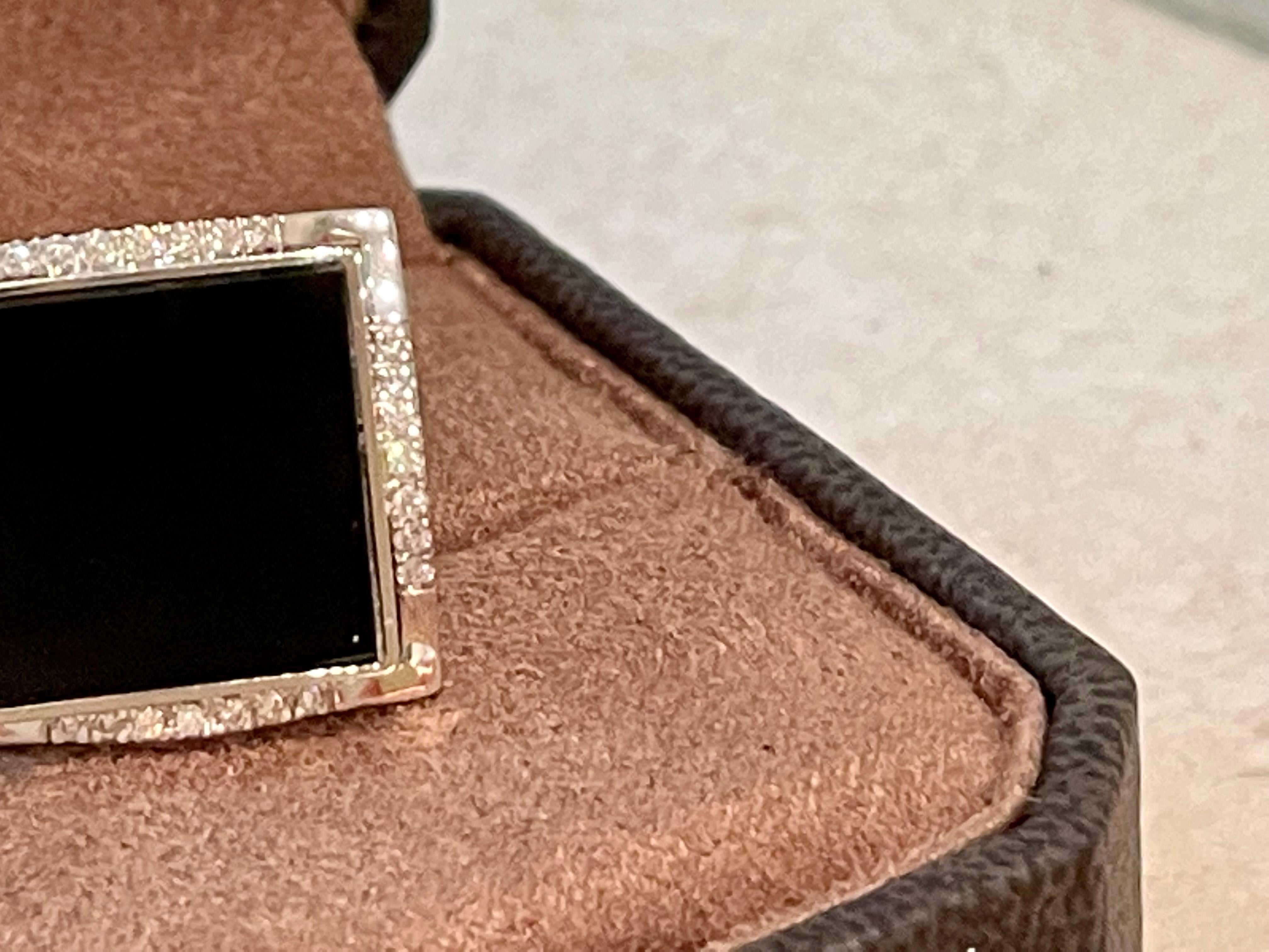 18 K Whitel Gold Ring Black Onyx Diamonds For Sale 3