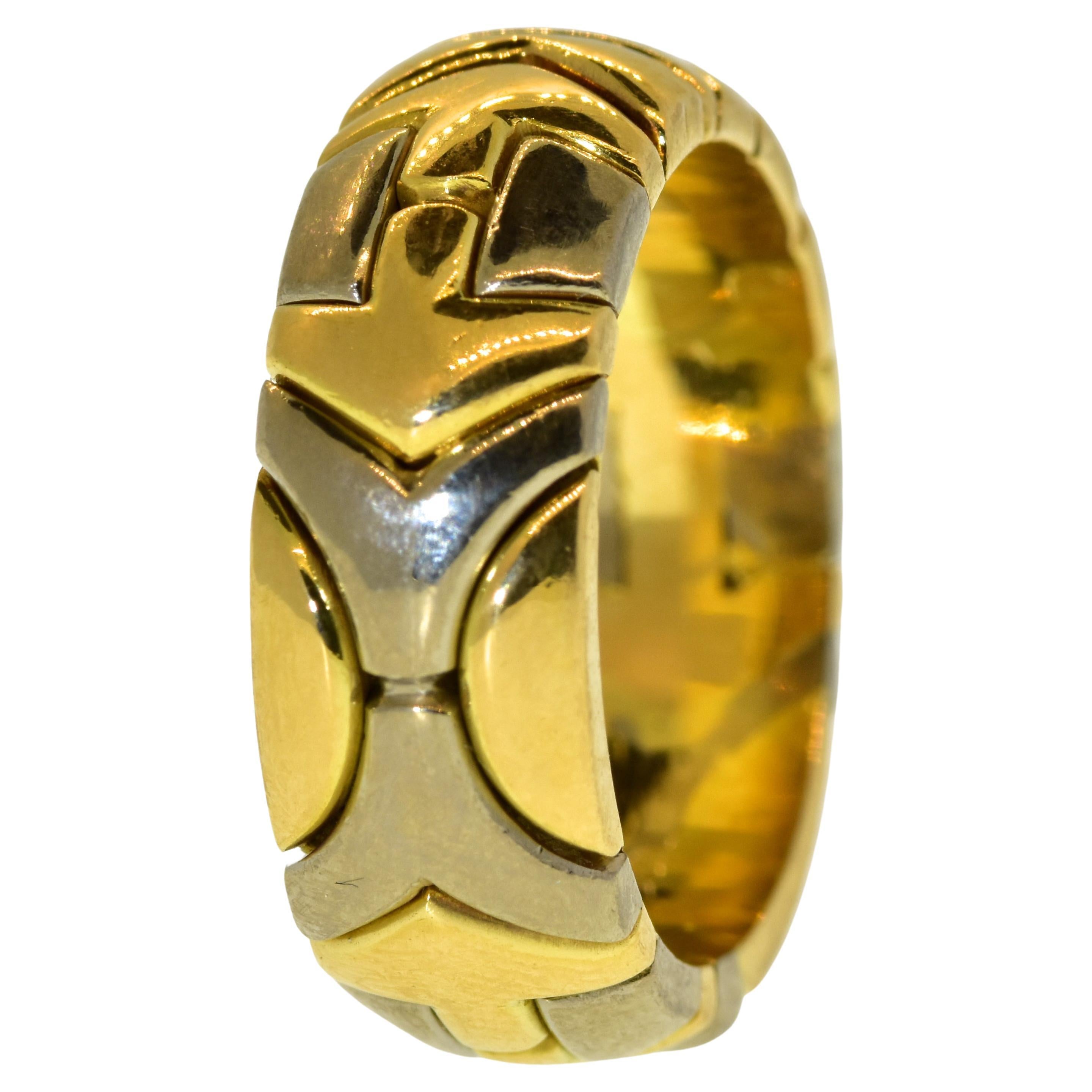 18K Yellow and White Gold vintage Band, Italy, c. 1990. For Sale