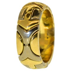 18K Yellow and White Gold vintage Band, Italy, c. 1990.