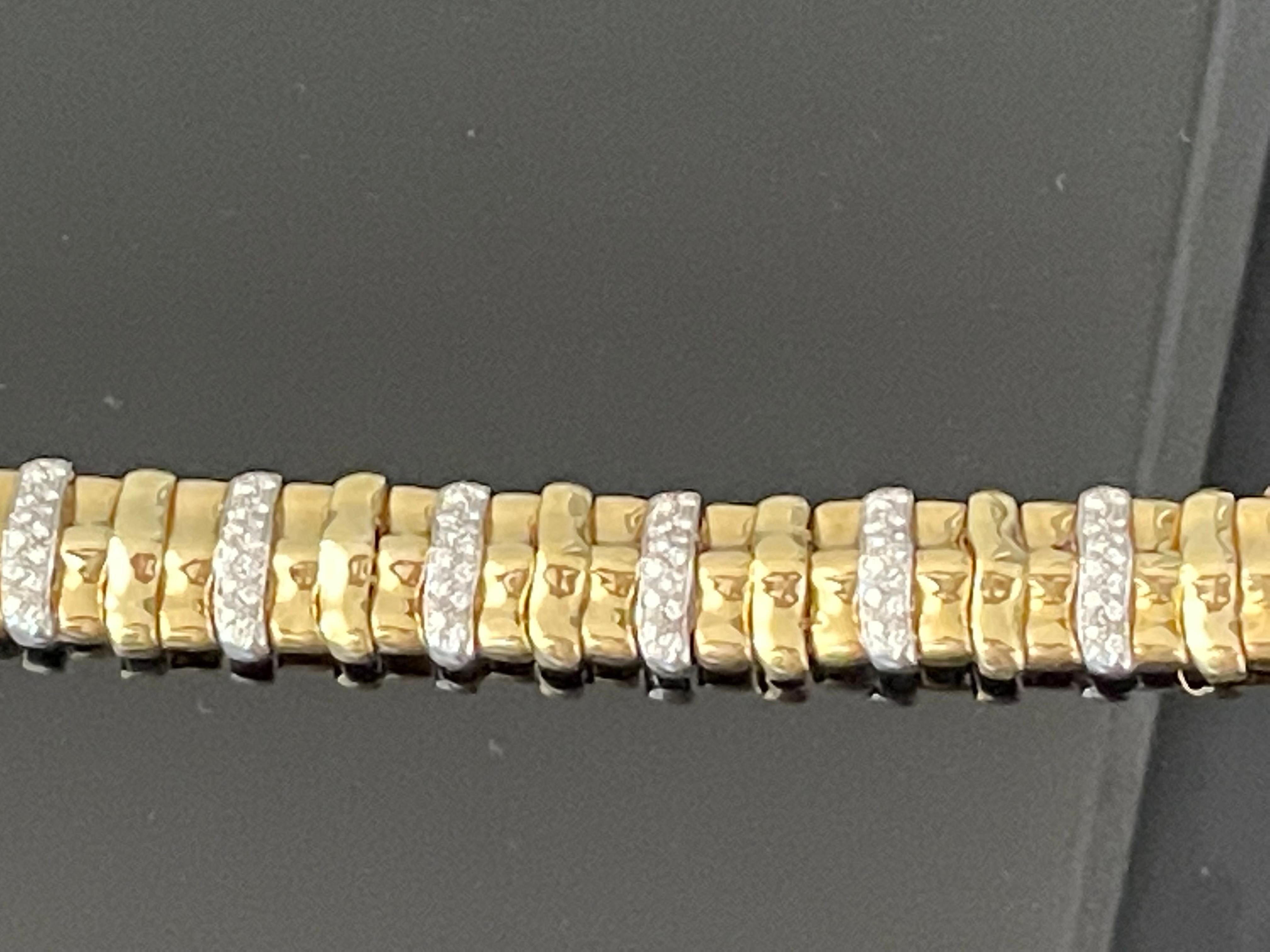 18 K Yellow and White Gold Vintage Bracelet with Diamonds For Sale 2