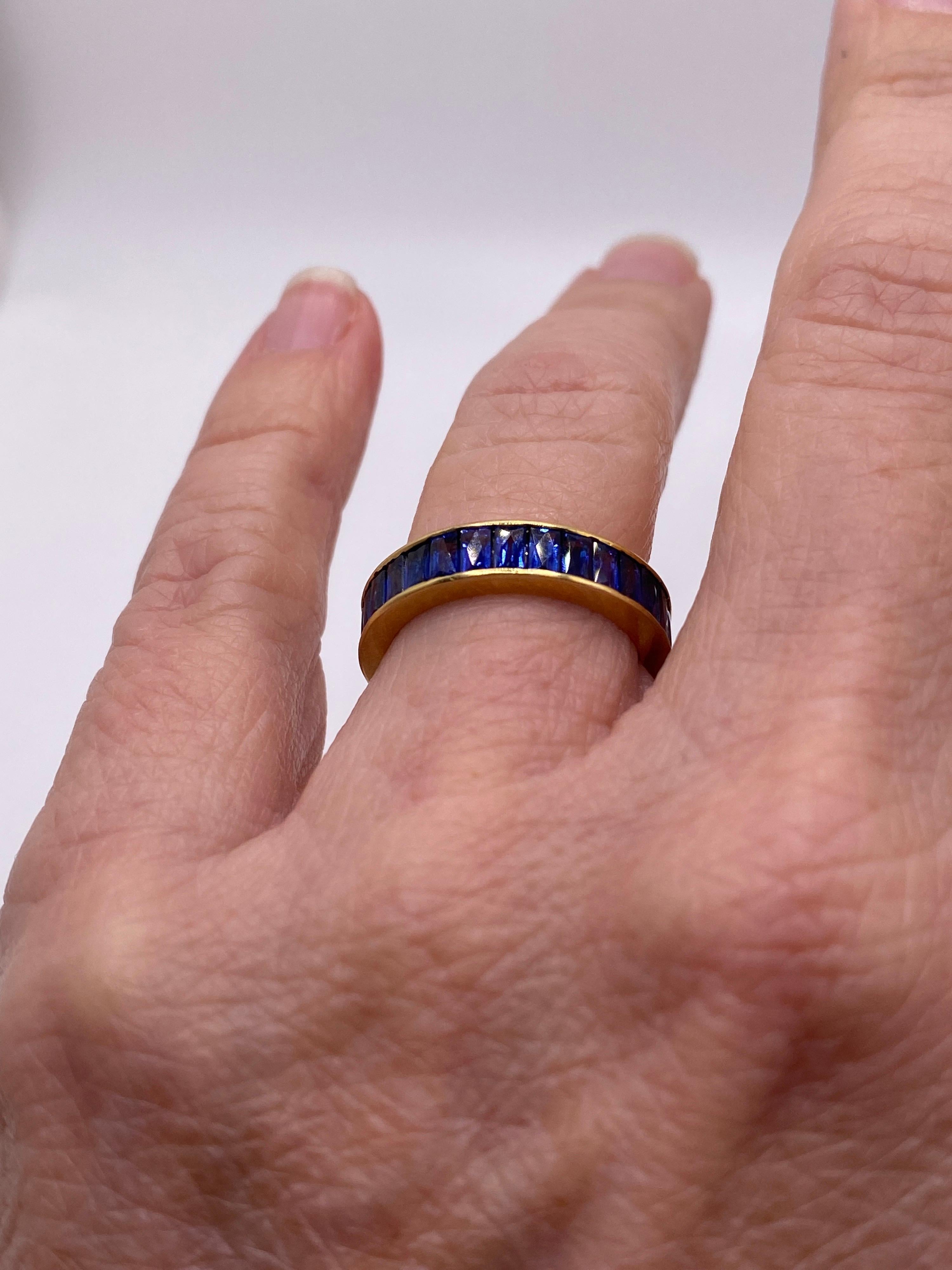 Baguette Cut Baguette Sapphire Eternity Yellow Gold Band