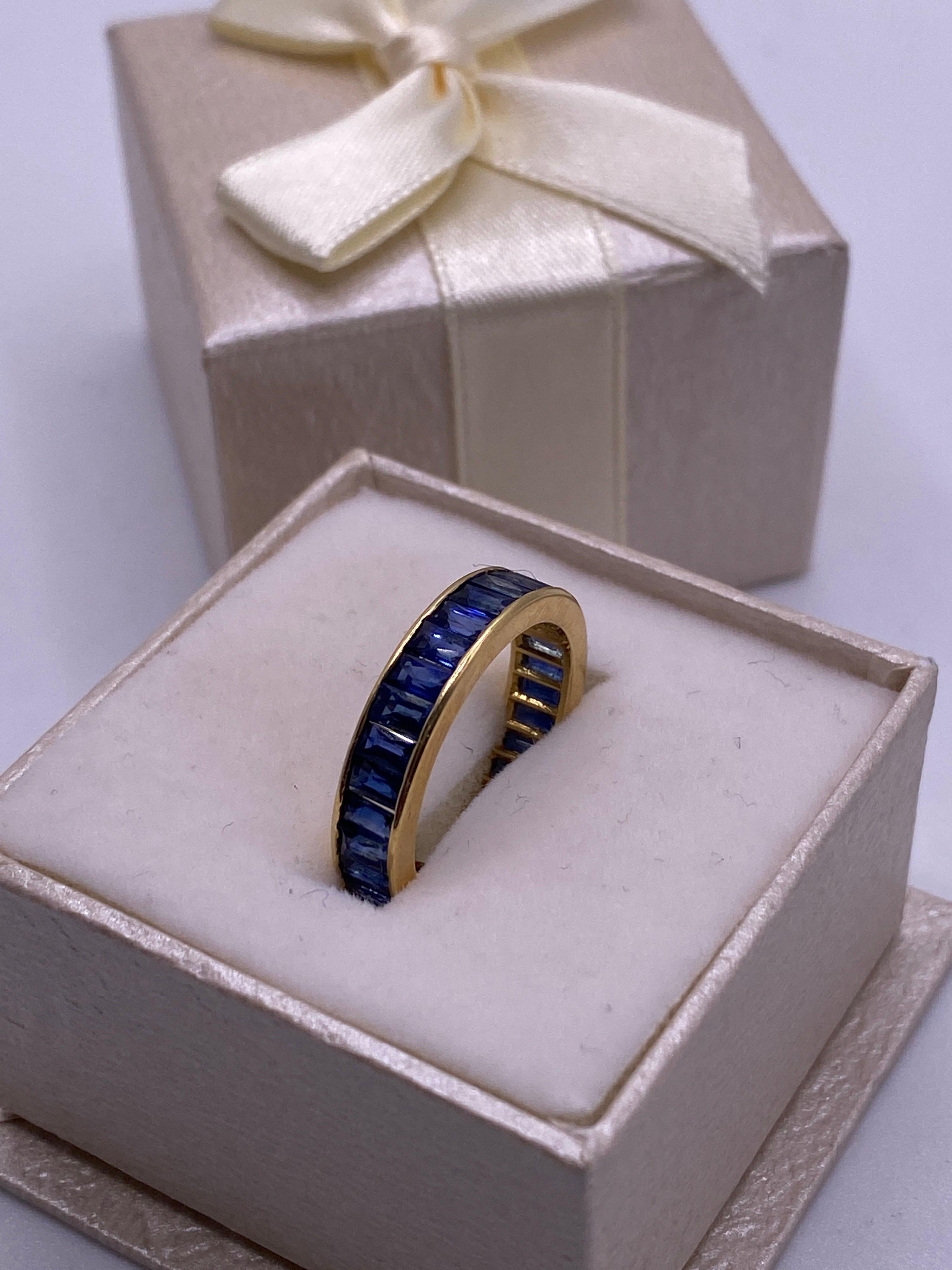 Baguette Sapphire Eternity Yellow Gold Band 1
