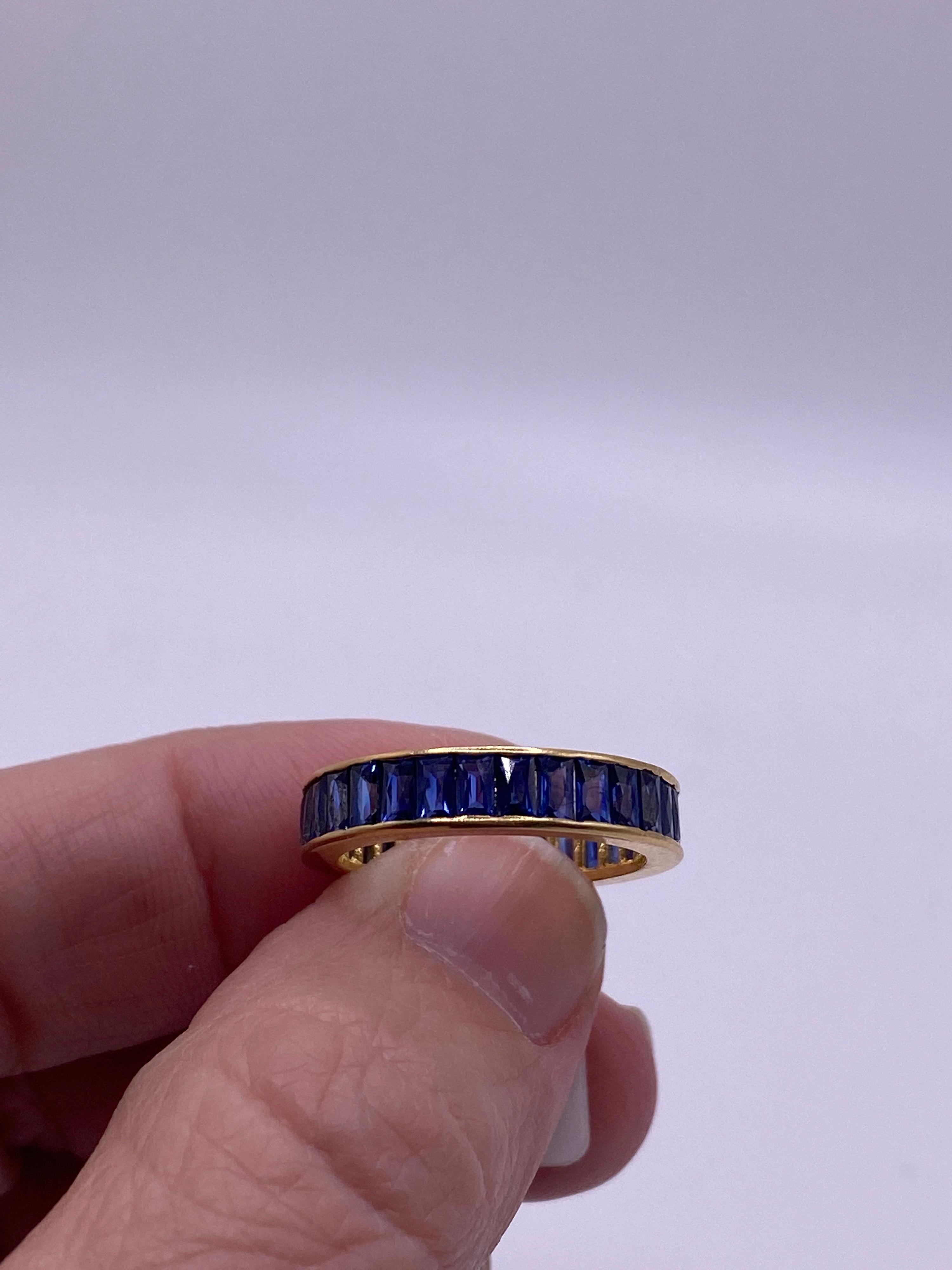Baguette Sapphire Eternity Yellow Gold Band 2