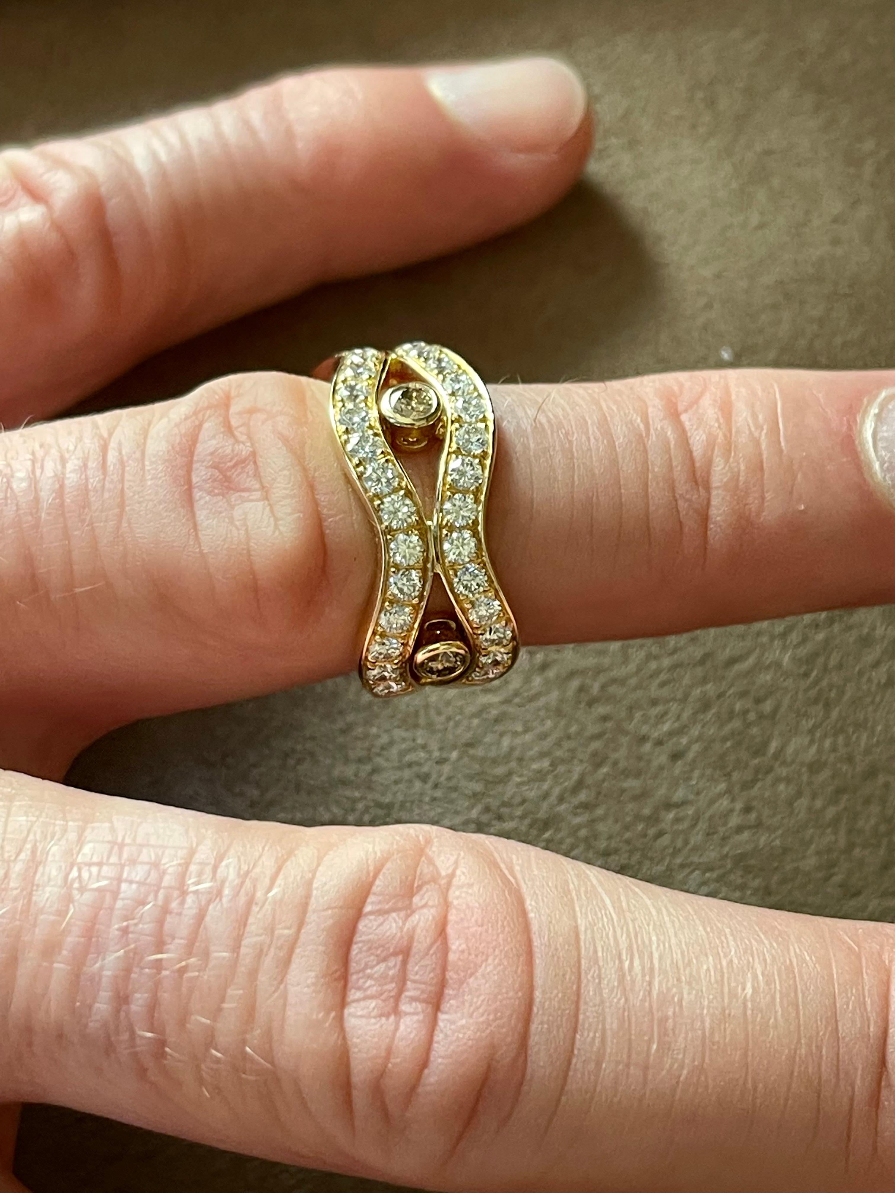 18 K Yellow Gold Band Ring Dimonds Gubelin Lucerne For Sale 3