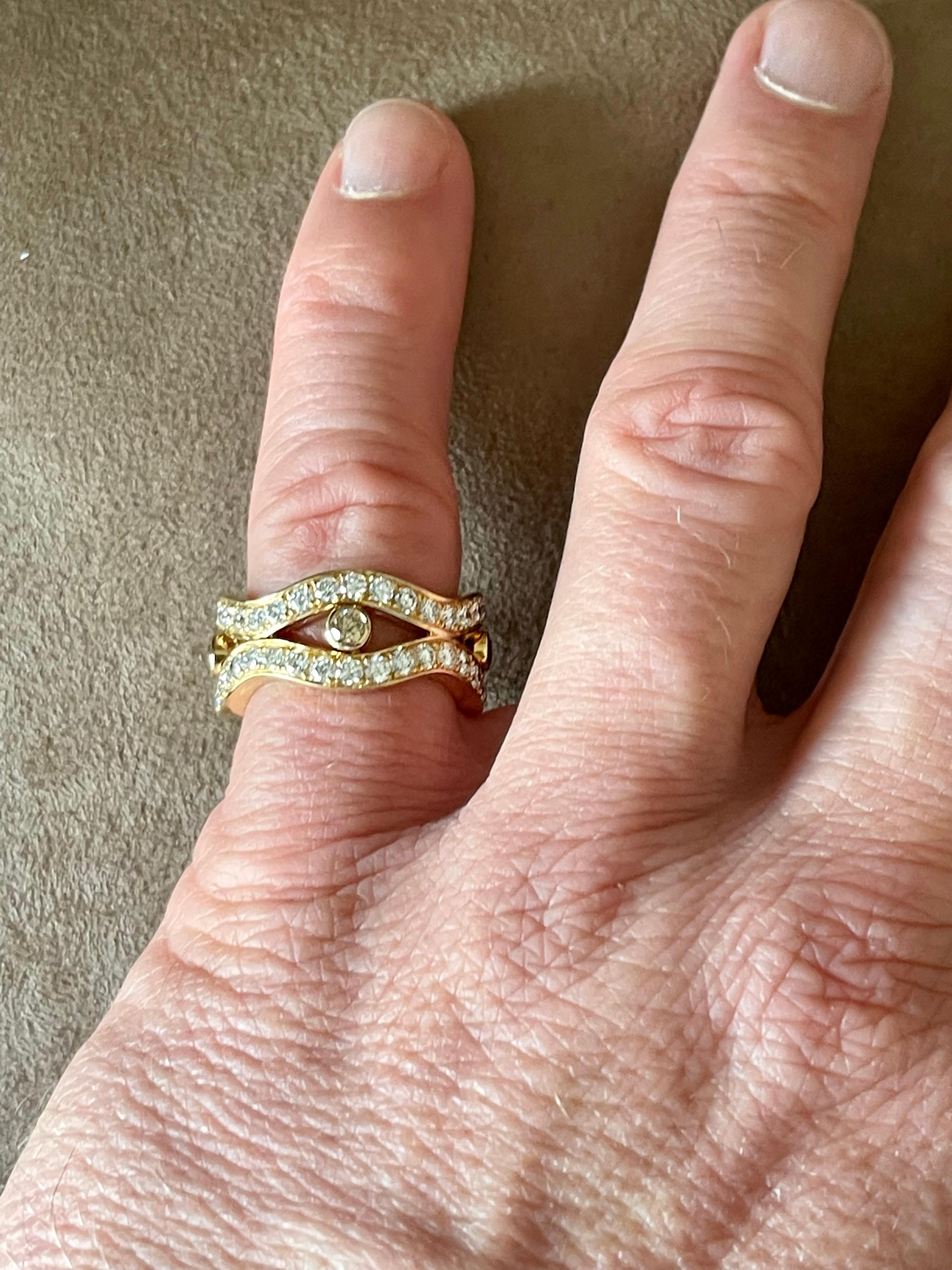 18 K Yellow Gold Band Ring Dimonds Gubelin Lucerne For Sale 4