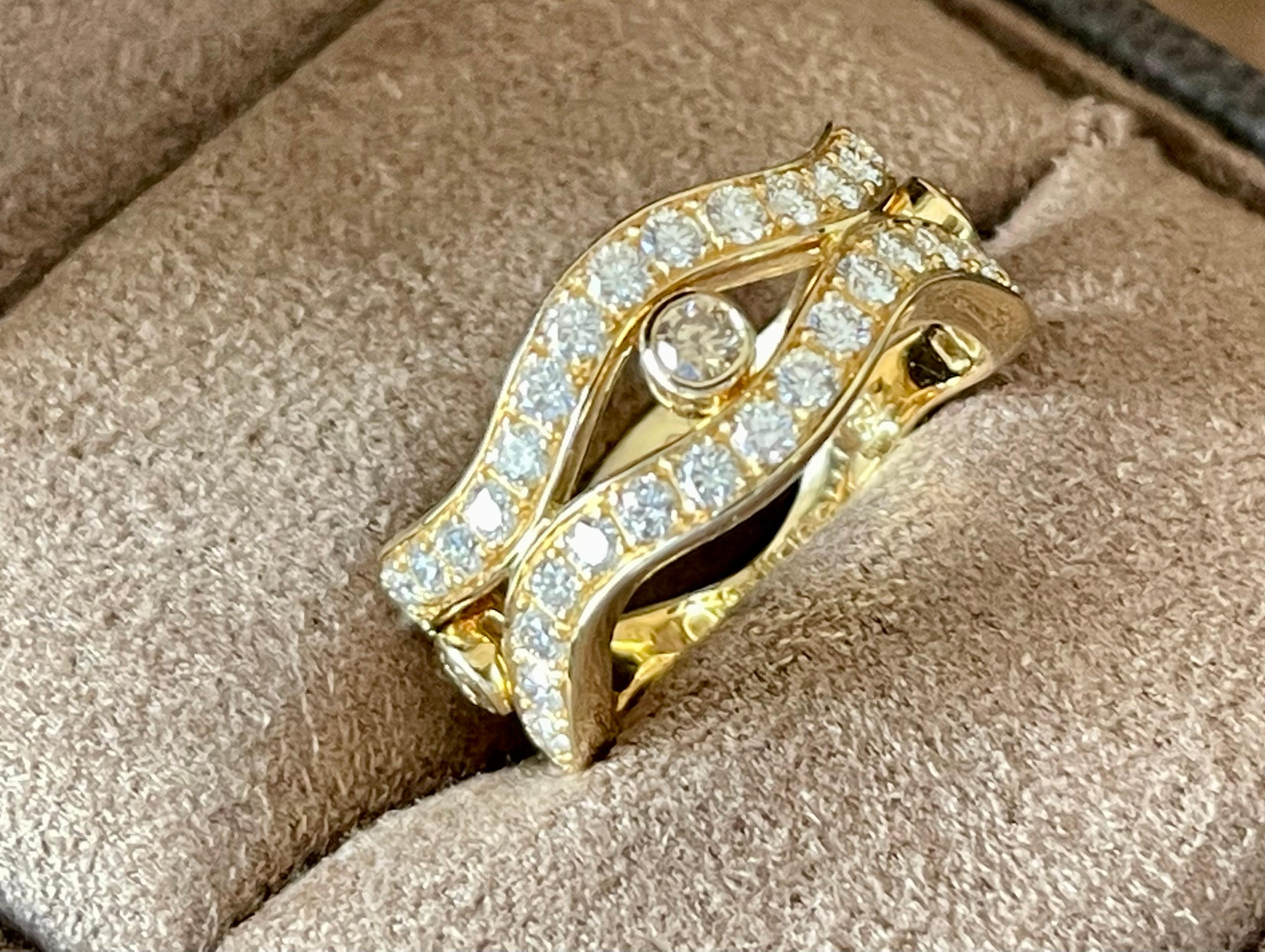 Contemporary 18 K Yellow Gold Band Ring Dimonds Gubelin Lucerne For Sale