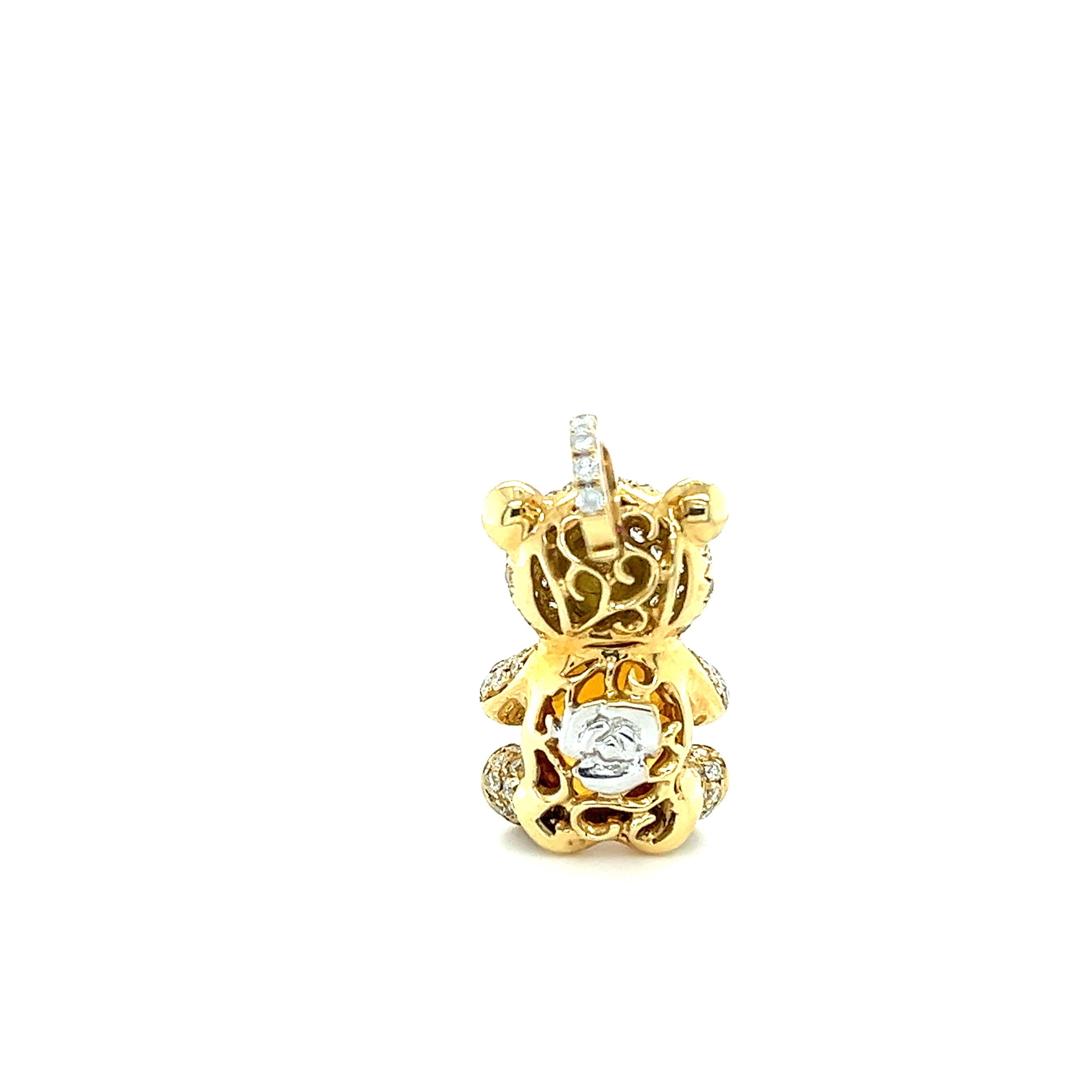 18 K Yellow Gold Bear Citrine Pendant

1 Citrine 3.05 CT
9 Diamonds 0.08 CT
95 Fancy Diamonds 0.98 CT
2 Rubies 0.03 CT
18 K Yellow Gold 5.35 GM

Sweet Citrine seems soaked in gold and is a glorious gem for those who need a pick me up. Dressed in