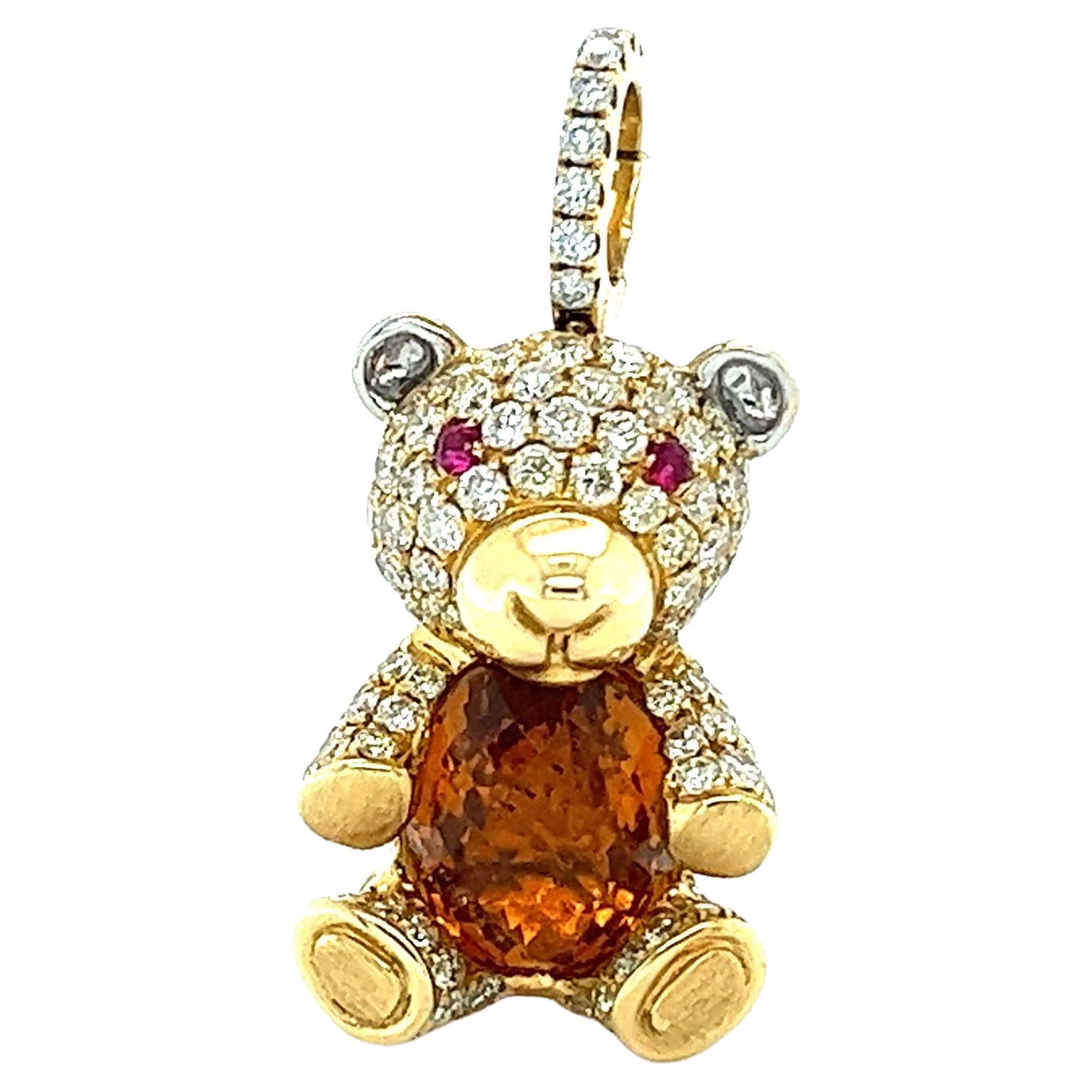 18 K Yellow Gold Bear Citrine Pendant