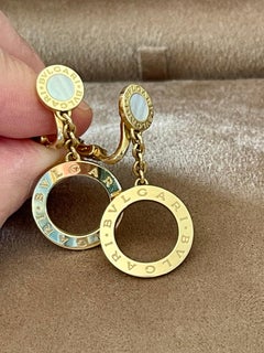 18 K yellow Gold Bulgari drop earrings mother of pearl