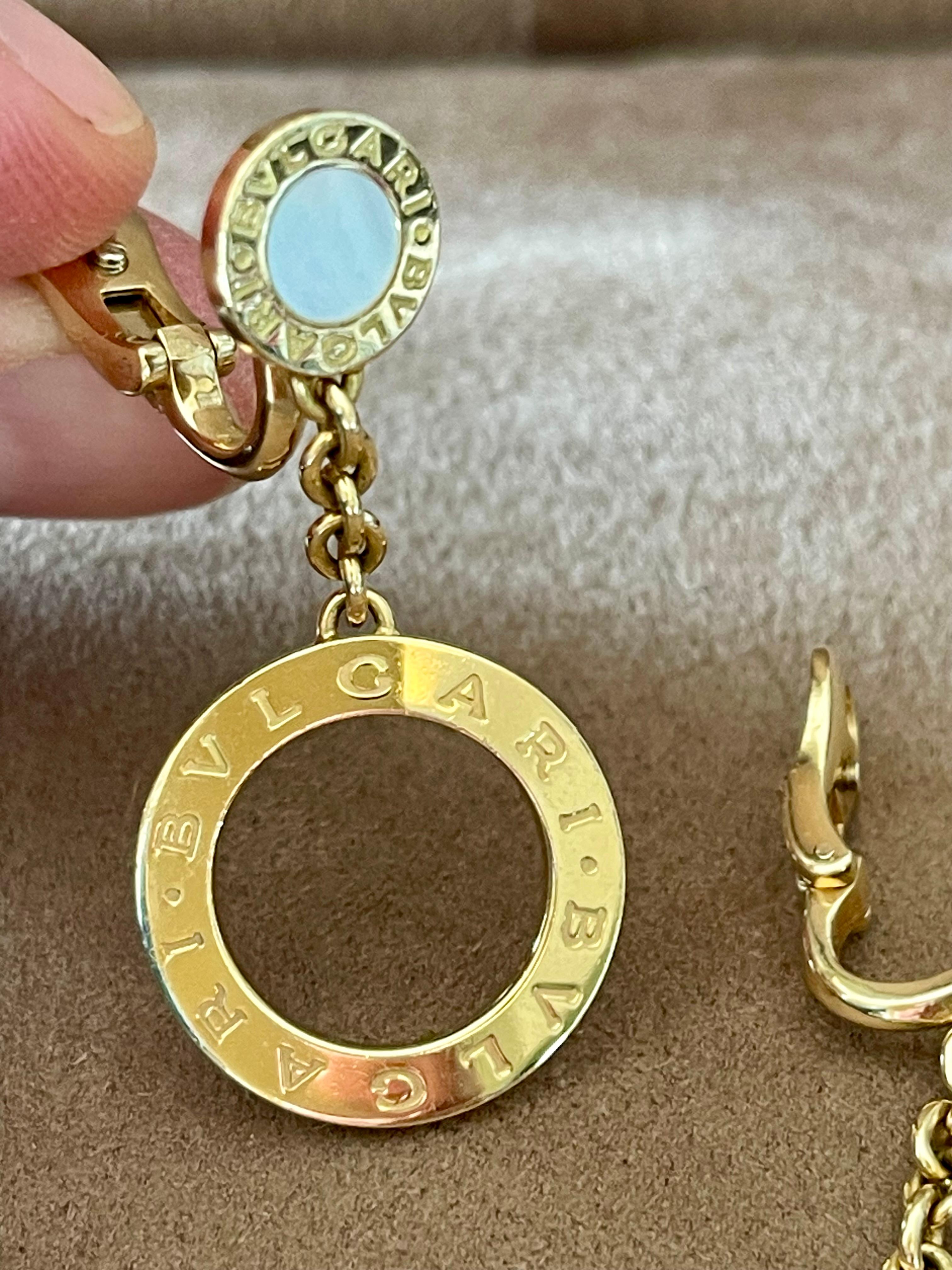 18 K yellow Gold Bulgari drop earrings mother of pearl In Excellent Condition For Sale In Zurich, Zollstrasse