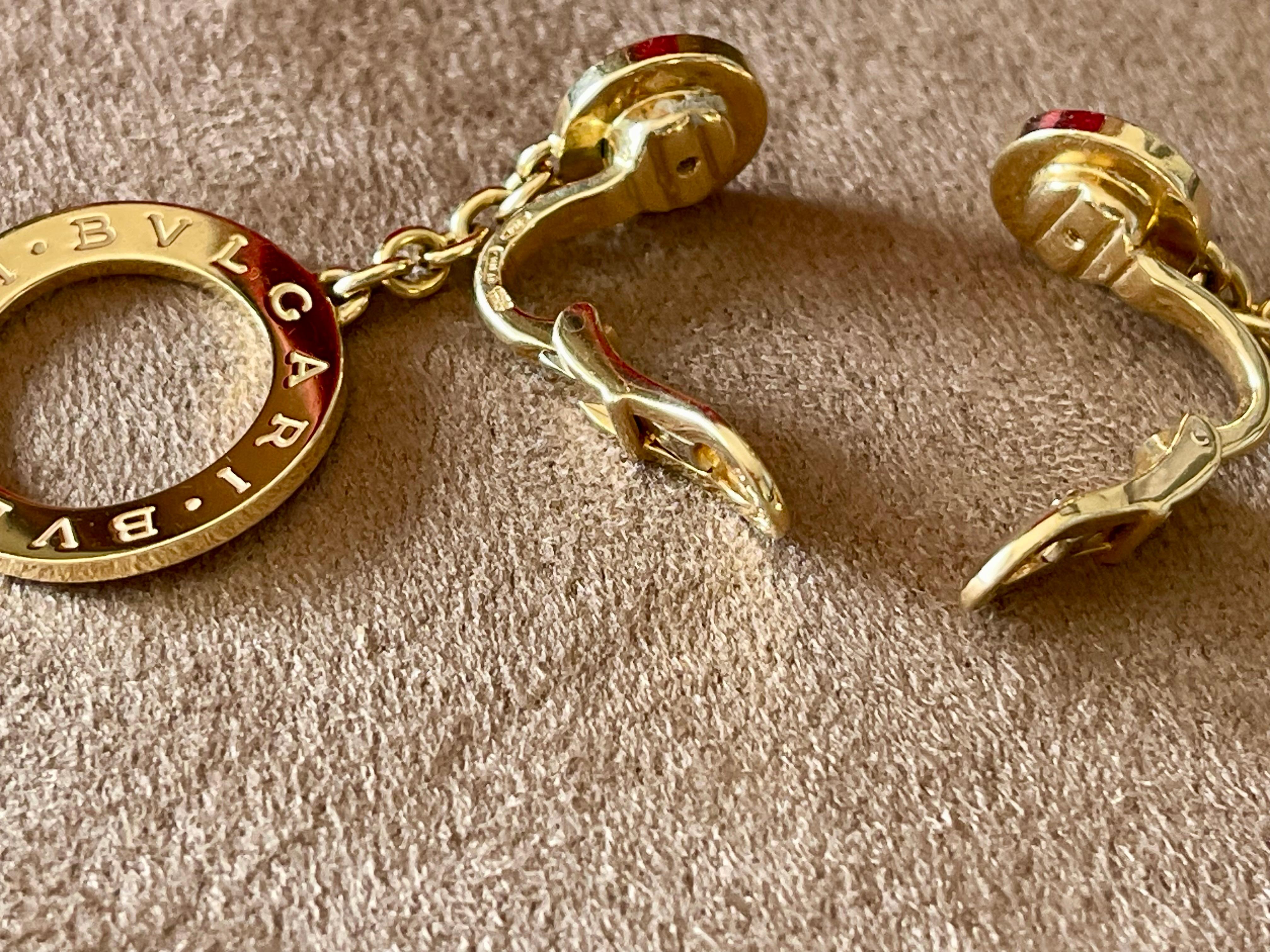 18 K yellow Gold Bulgari drop earrings mother of pearl For Sale 2