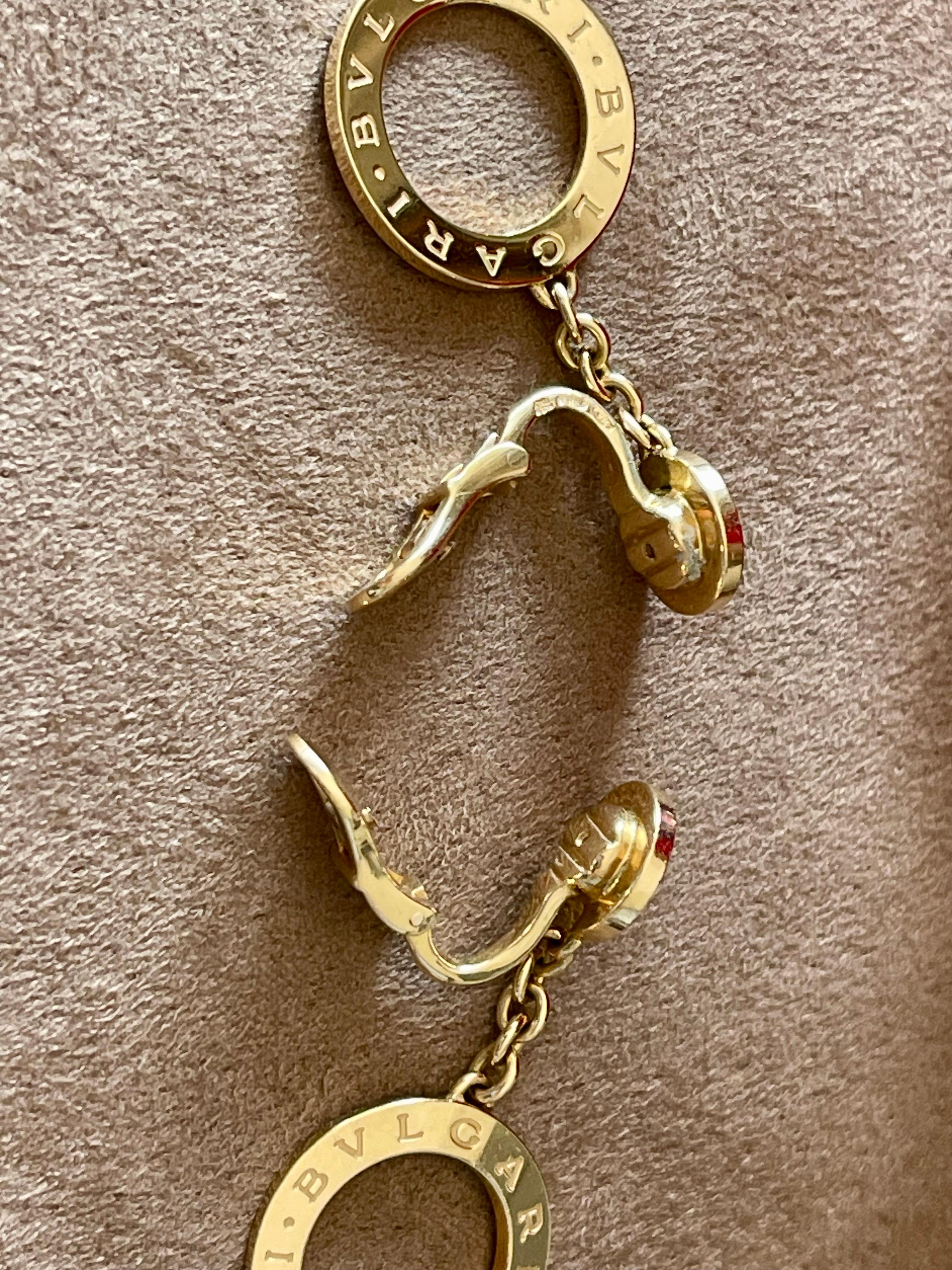 18 K yellow Gold Bulgari drop earrings mother of pearl For Sale 3