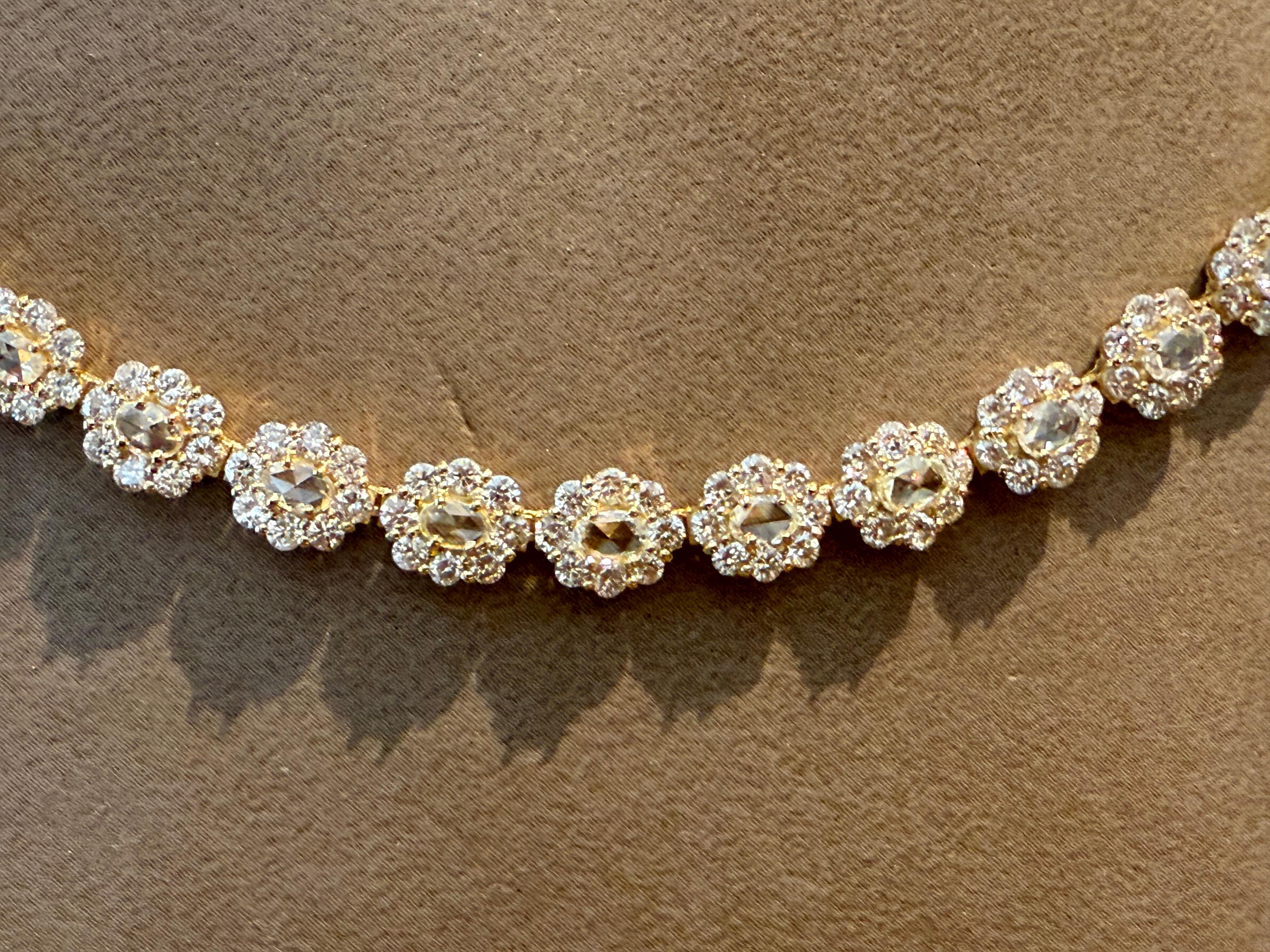 Taille rose Collier de diamants en or jaune 18 K Diamant taille rose en vente