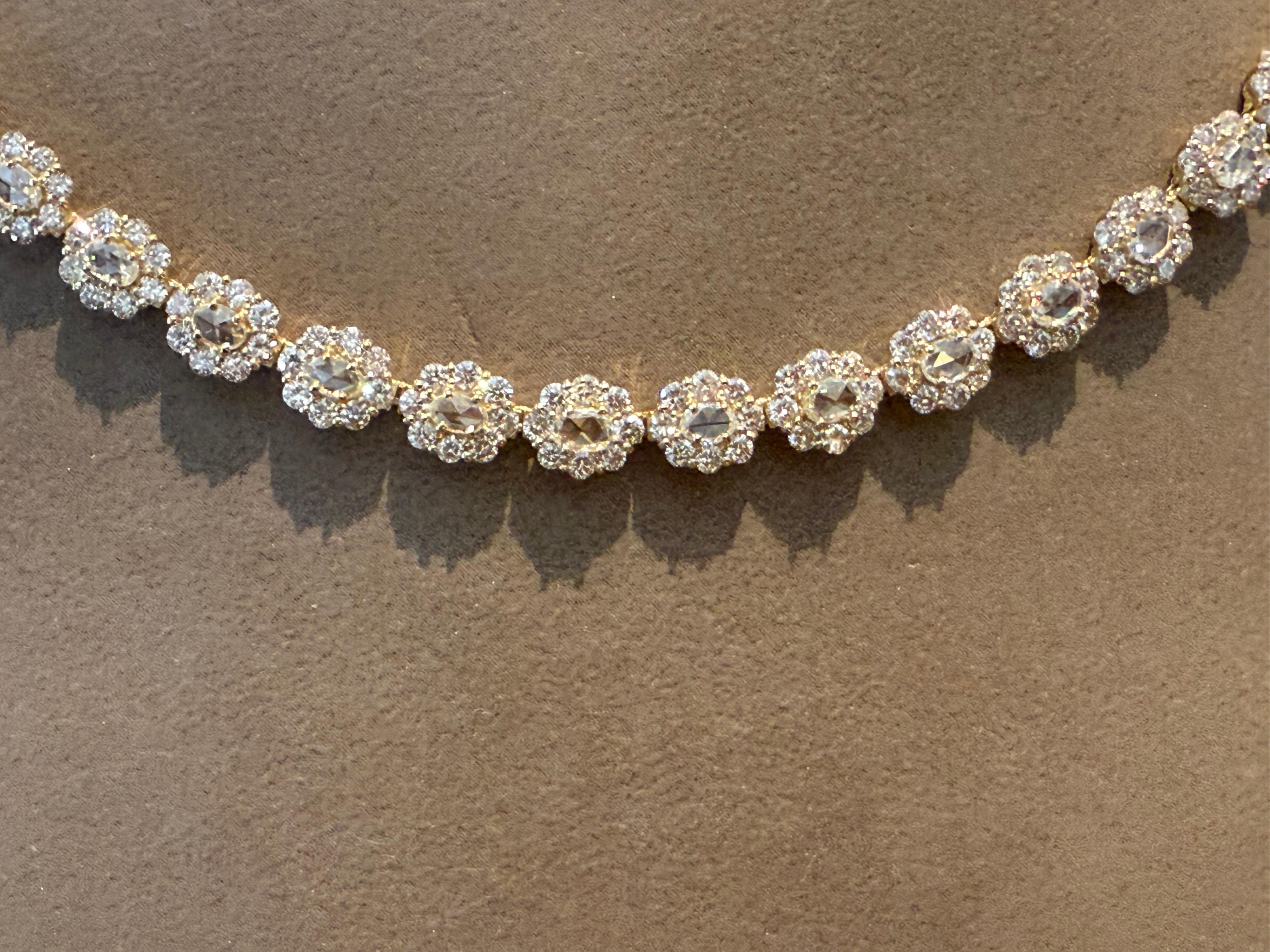 Collier de diamants en or jaune 18 K Diamant taille rose Neuf - En vente à Zurich, Zollstrasse