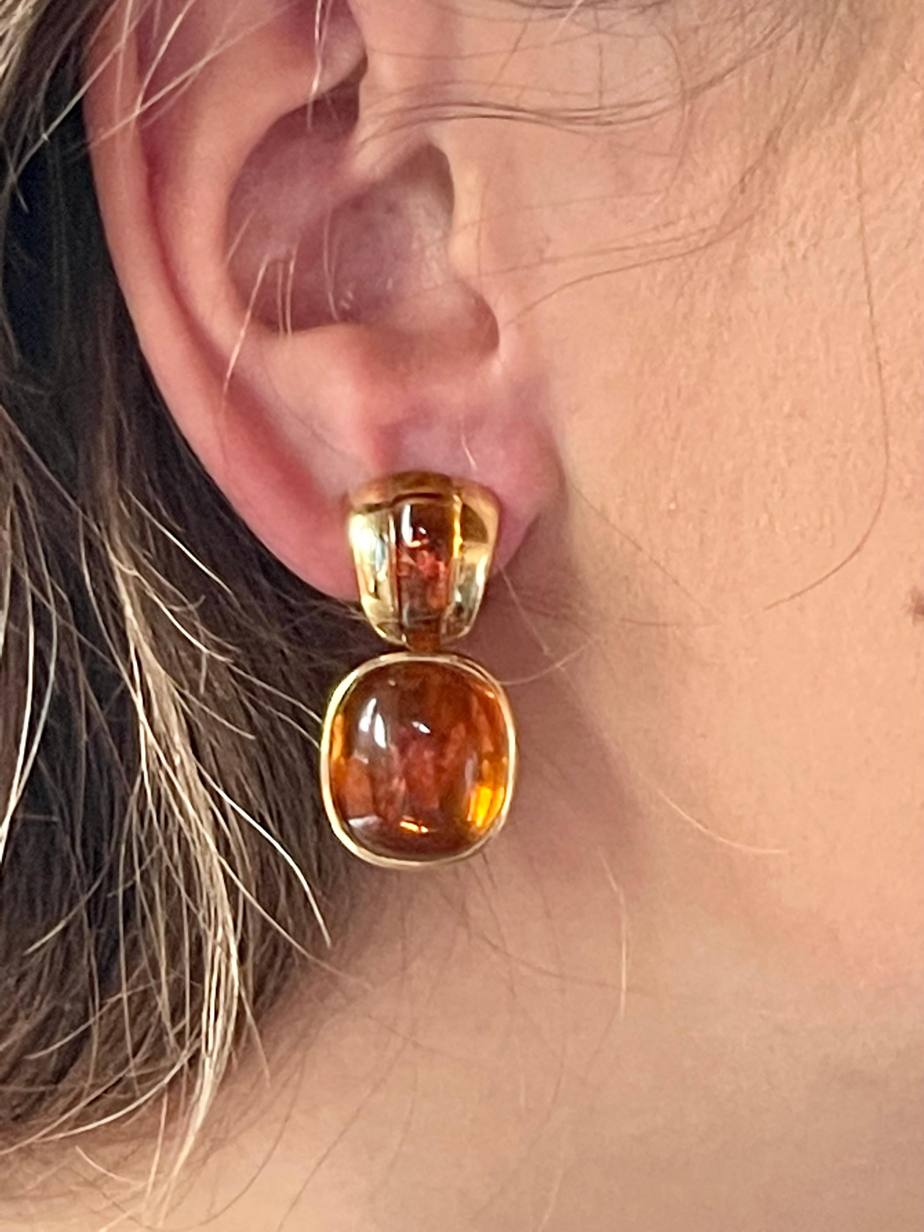 Women's or Men's 18 K Yellow Gold Earrings Citringe by Majo Fruithof Switzerland For Sale