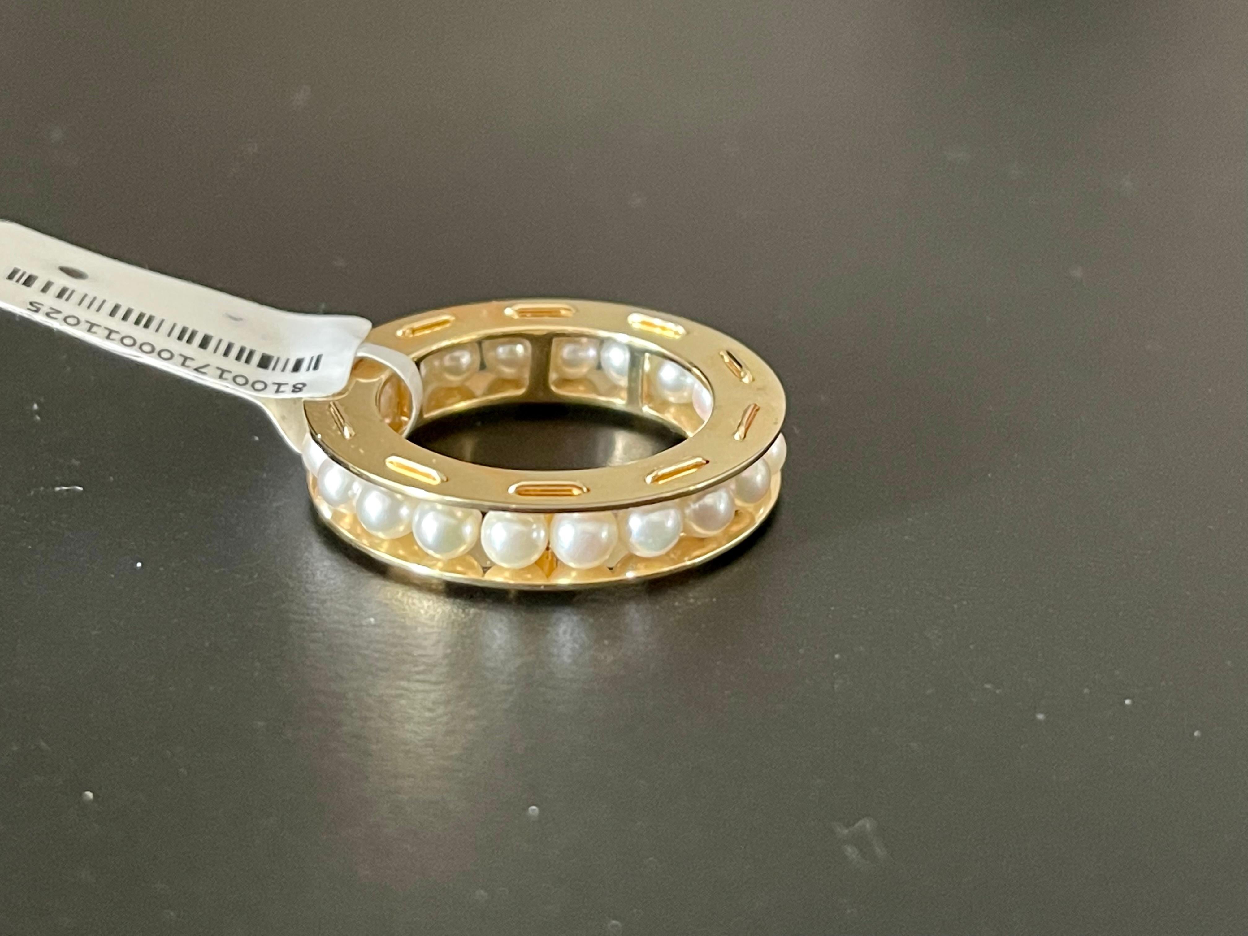 Contemporary 18 K Yellow Gold Eternity Band Ring with Pearls For Sale