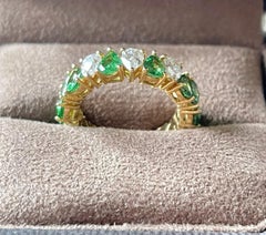 18 K Yellow Gold Eternity Ring Pear Shape Tsavorites Diamonds