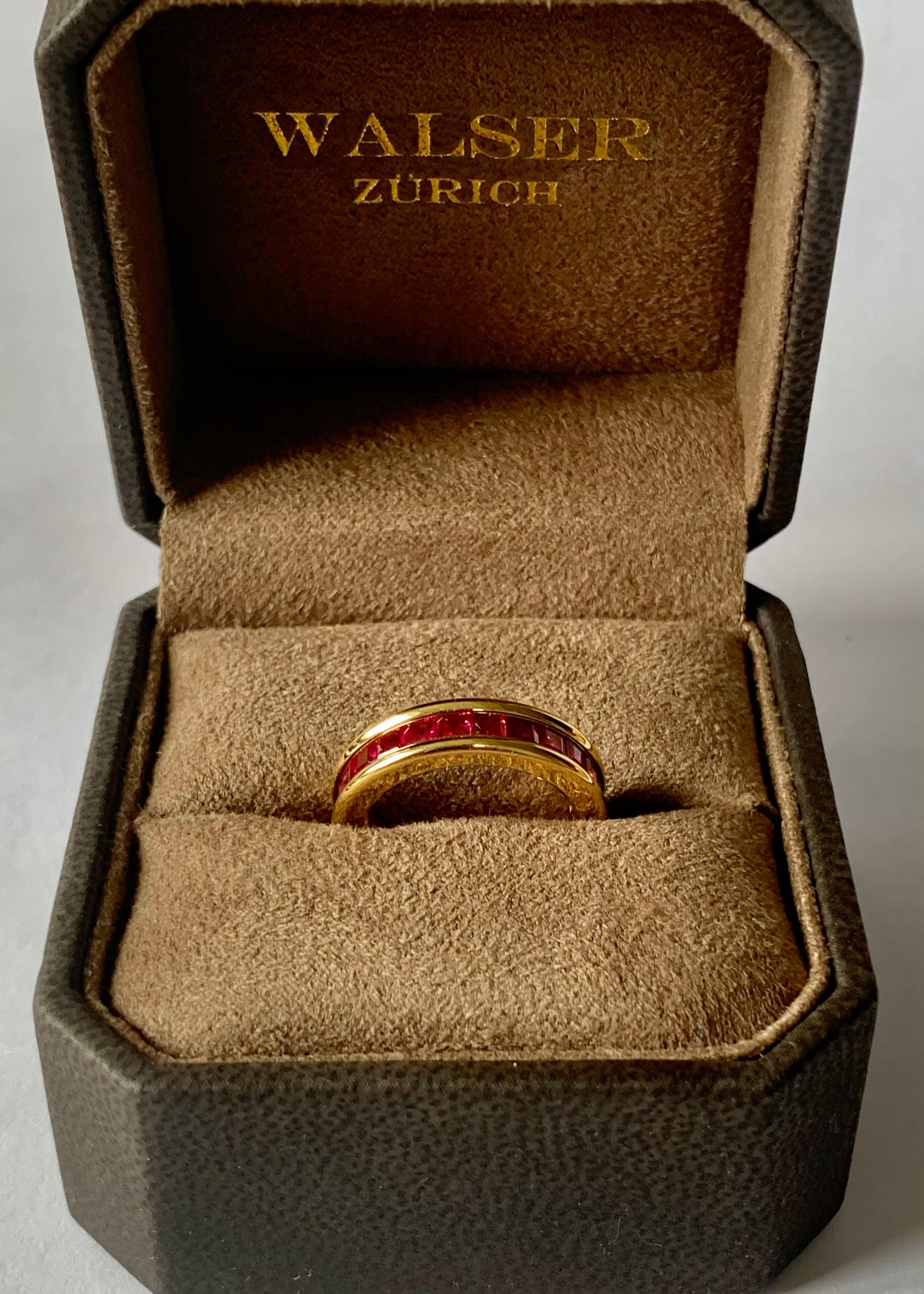 Contemporary 18 Karat Yellow Gold Eternity Ring Ruby