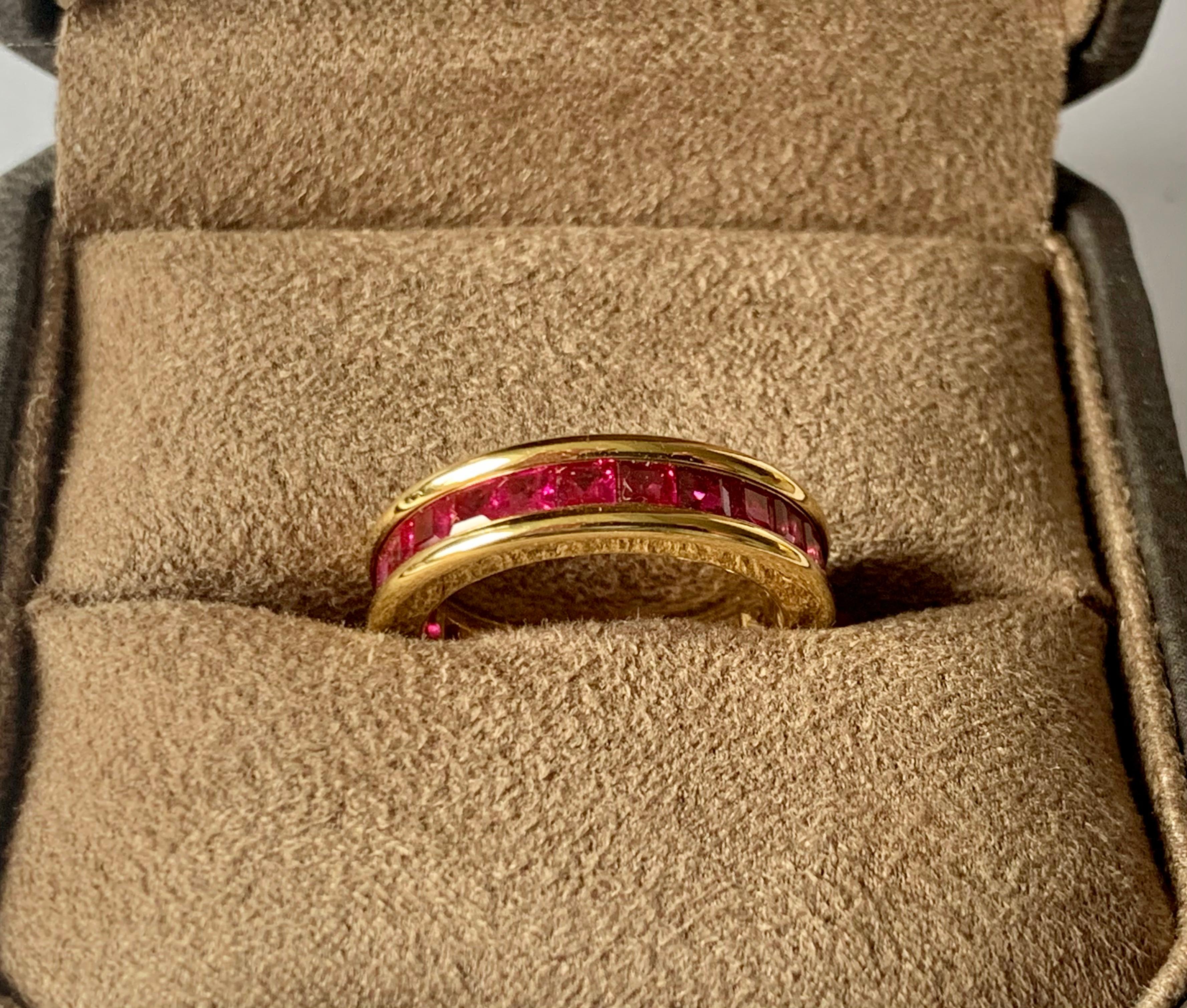 Baguette Cut 18 Karat Yellow Gold Eternity Ring Ruby