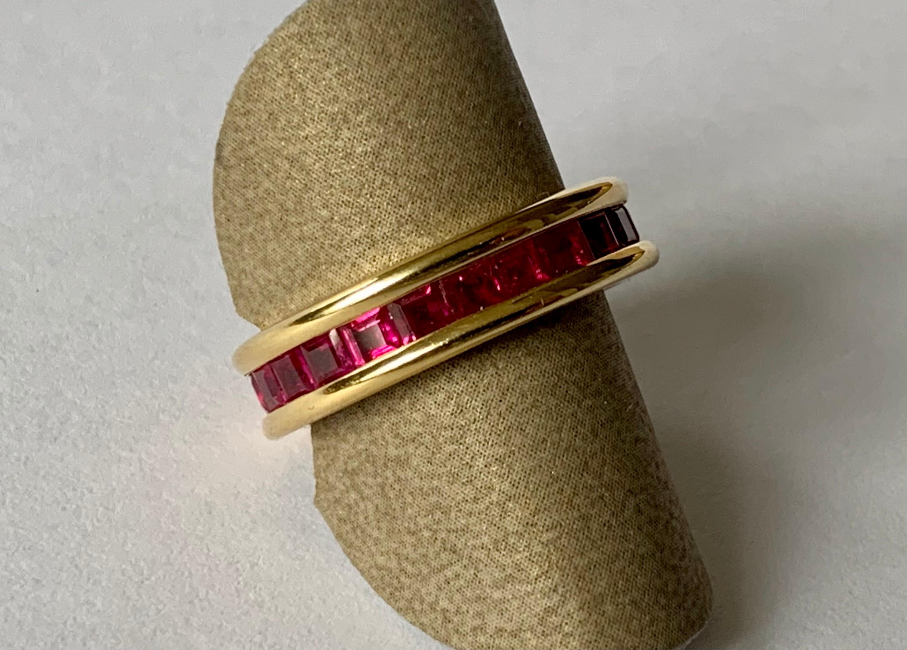 18 Karat Yellow Gold Eternity Ring Ruby In Excellent Condition In Zurich, Zollstrasse