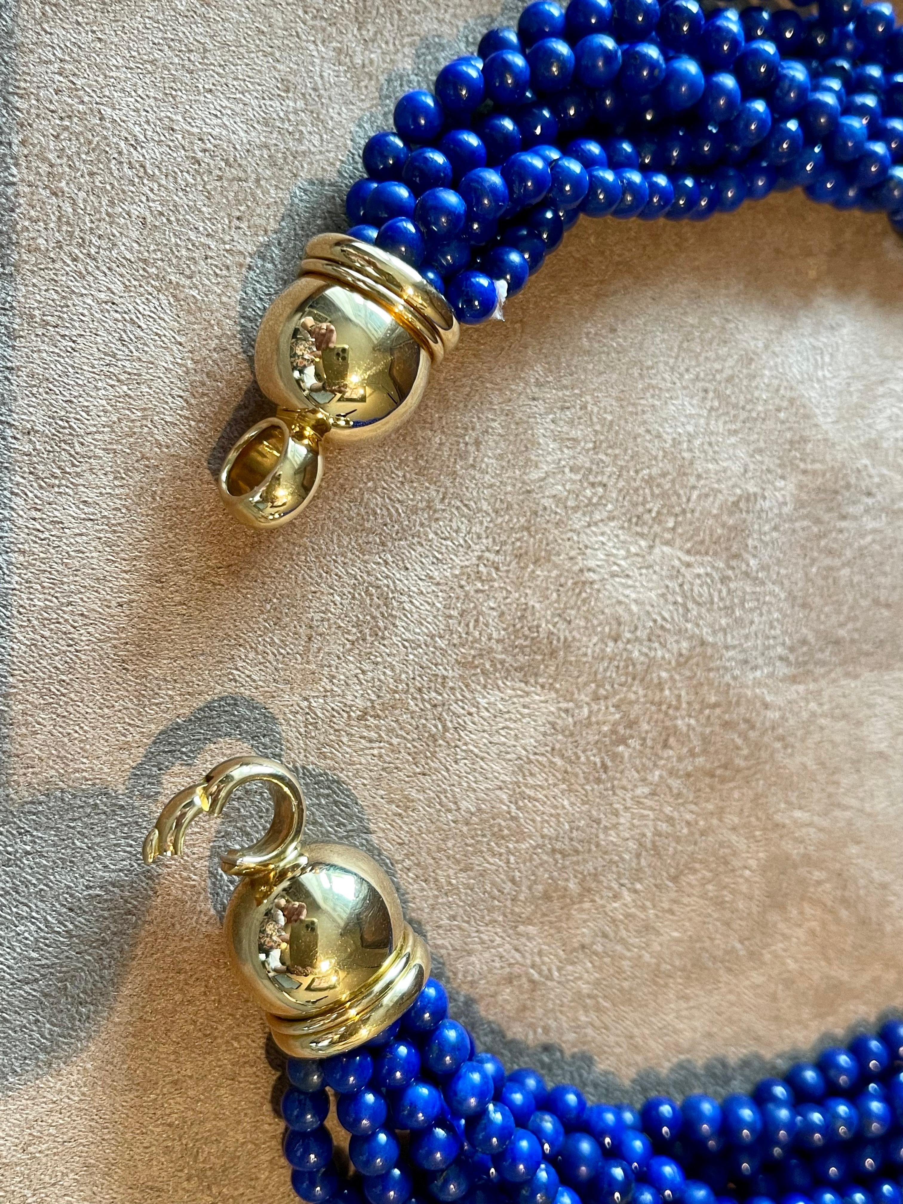 Collier Torsade en or jaune 18 K Lapis Lazuli Péclard Zurich en vente 3