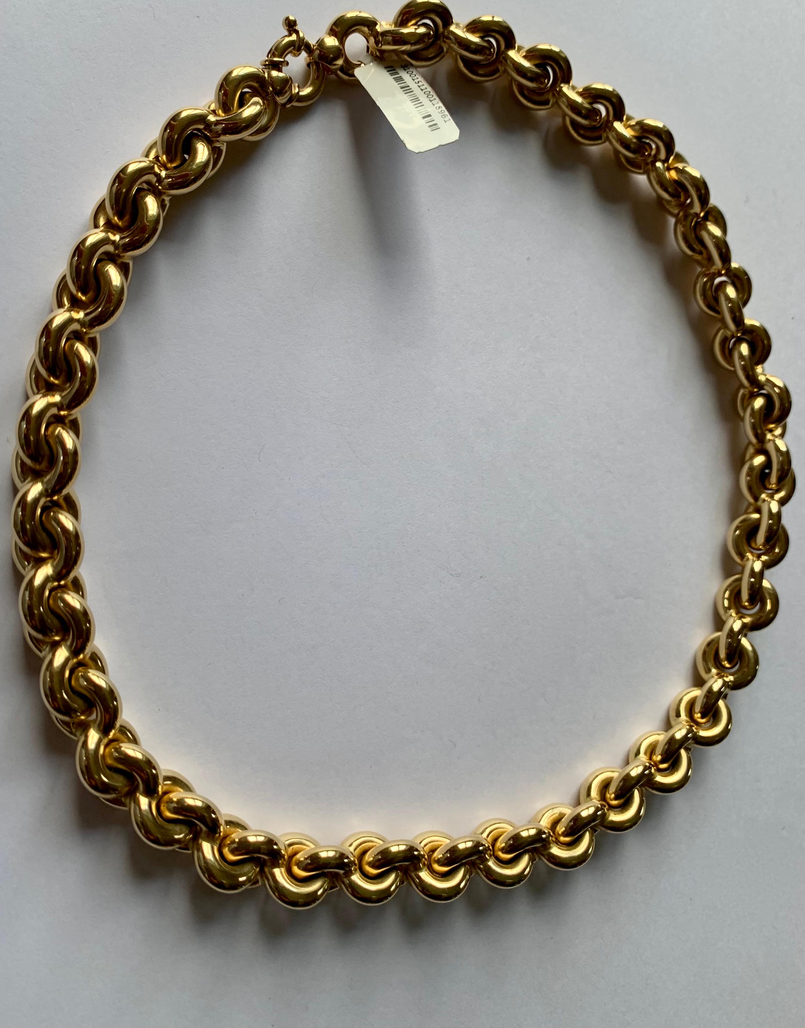 Women's or Men's 18 K Yellow Gold Link Necklace For Sale