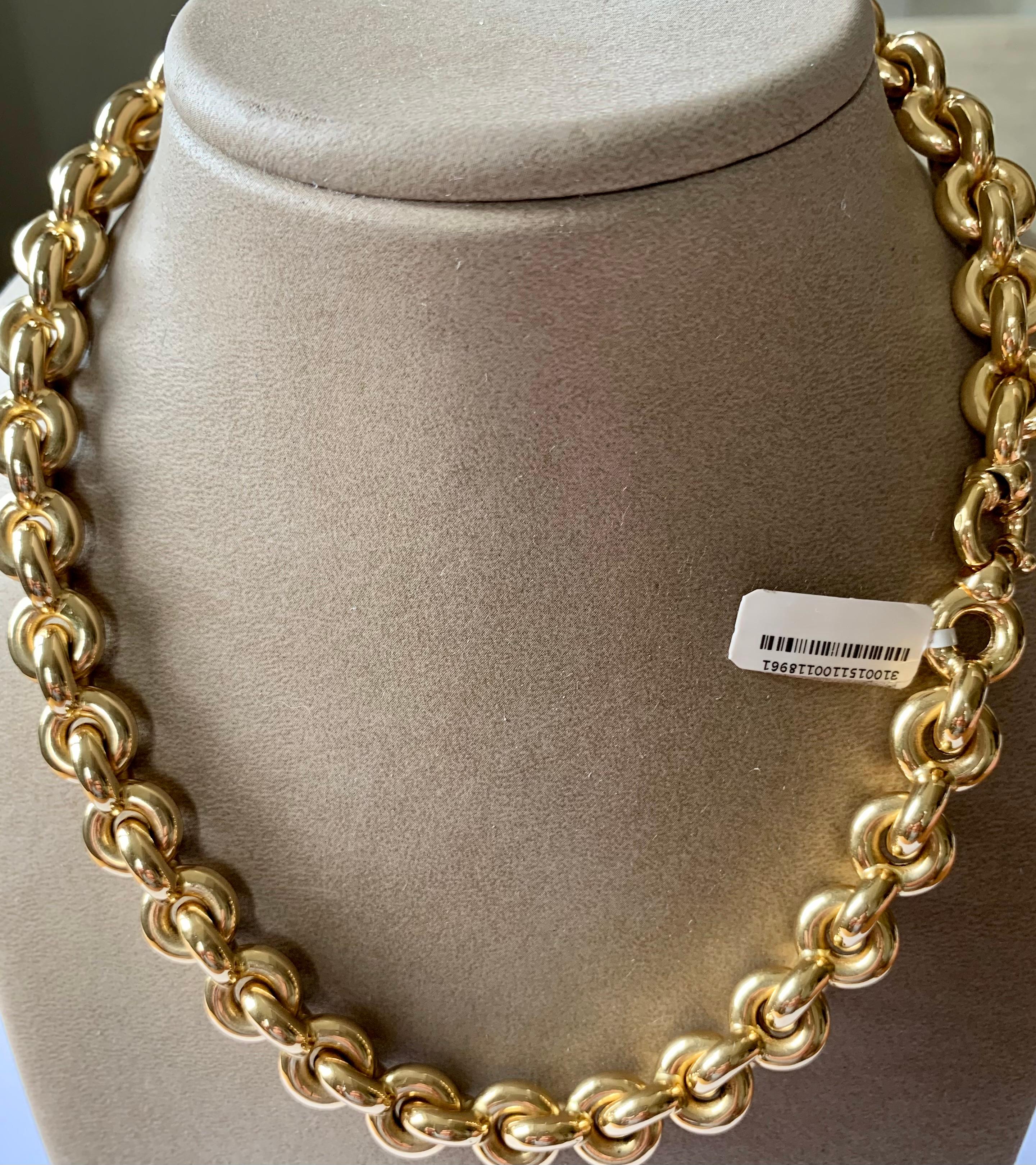 18 K Yellow Gold Link Necklace For Sale 1