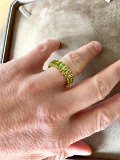 18 K Yellow Gold Marquise Peridot Eternity Band Ring