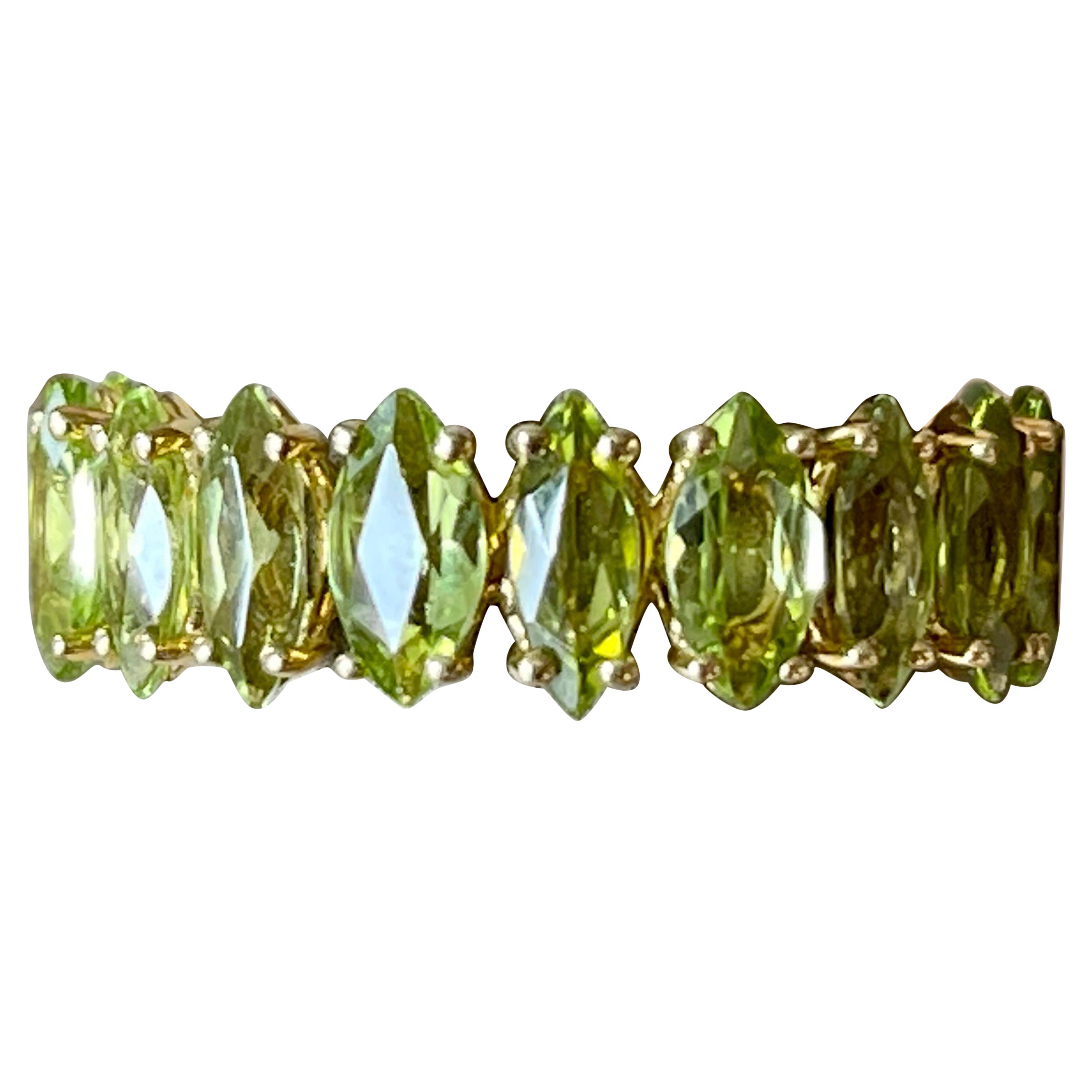 18 Karat Gelbgold Marquise Peridot Ewigkeitsring