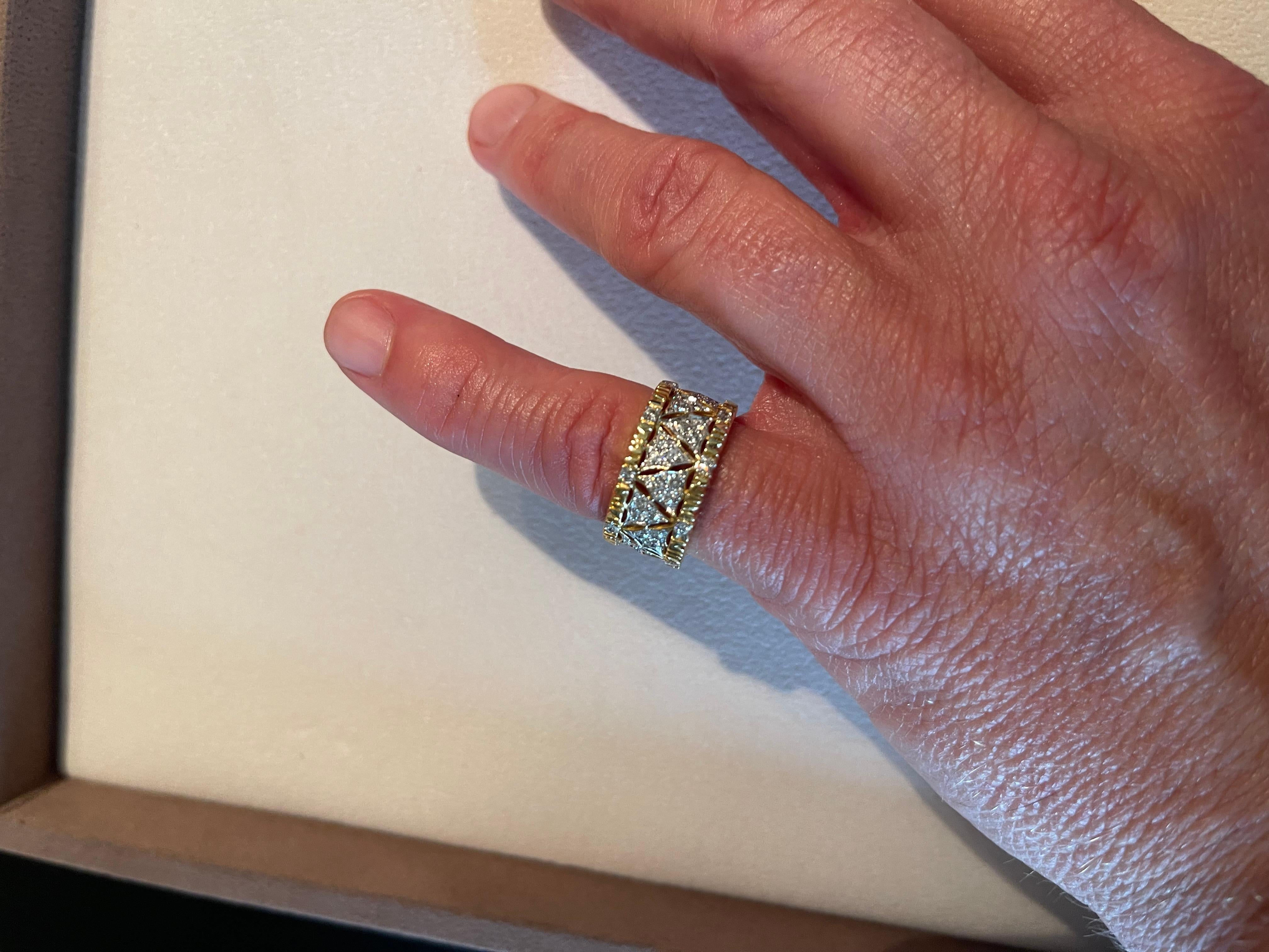 Women's or Men's 18 K yellow gold openwork filligree band Ring Diamonds For Sale