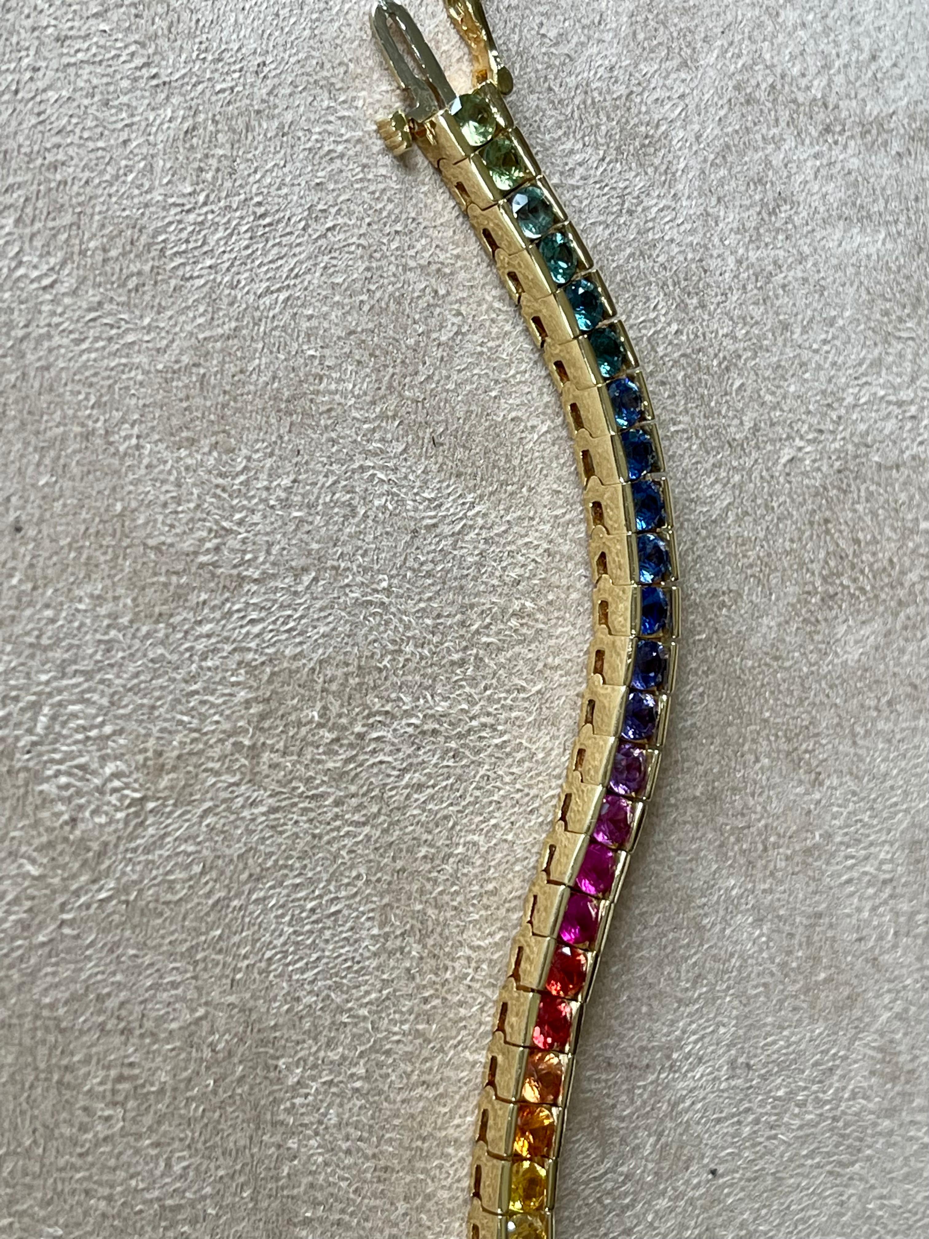 rainbow tennis bracelet gold