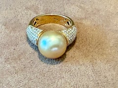 18 K yellow Gold Ring golden South Sea Pearl Diamond