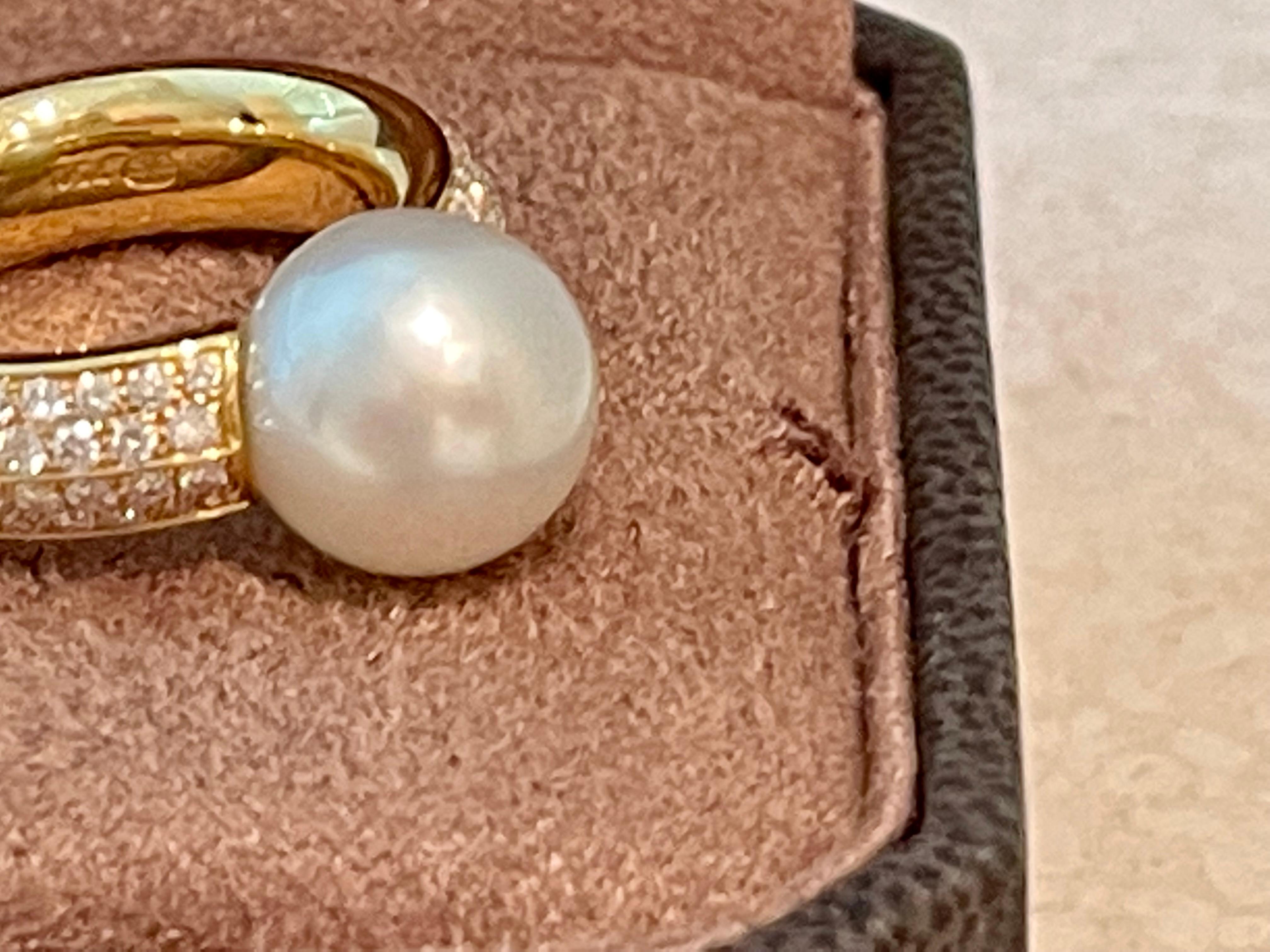 18 Karat Gelbgold Ring Südseeperle Diamanten Gubelin Lucerne Schweiz Damen