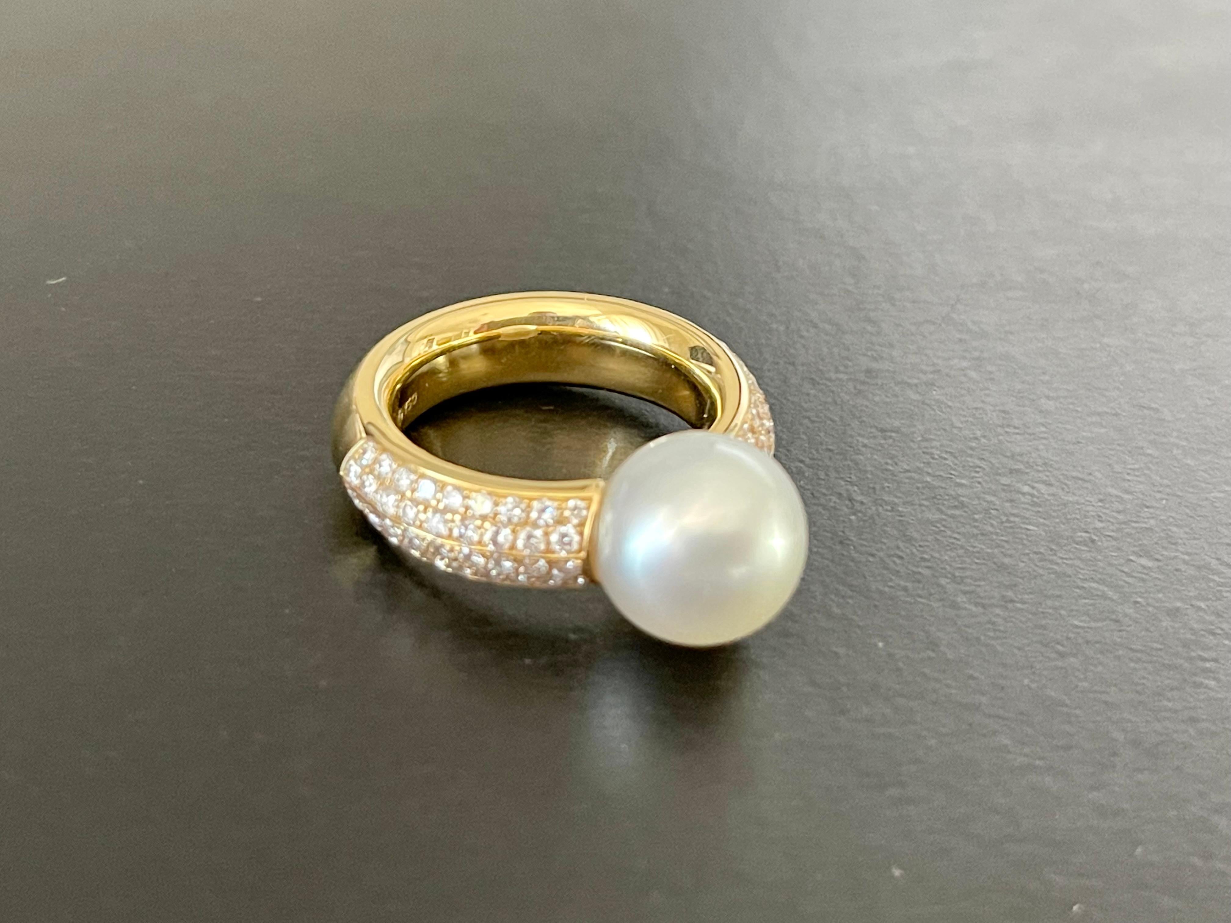 18 Karat Gelbgold Ring Südseeperle Diamanten Gubelin Lucerne Schweiz 2