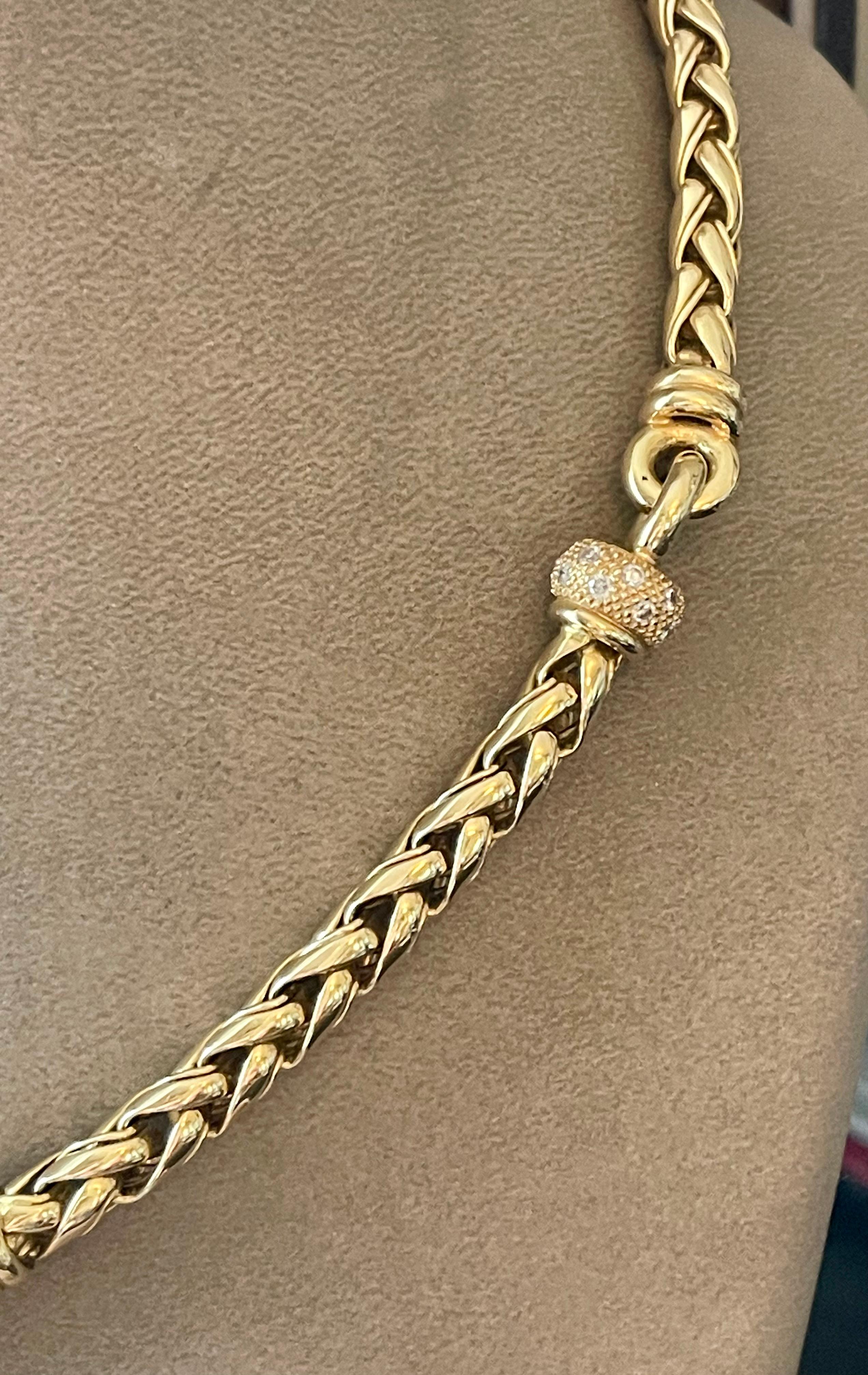 18 K yellow Gold Rope Necklace Diamonds For Sale 4