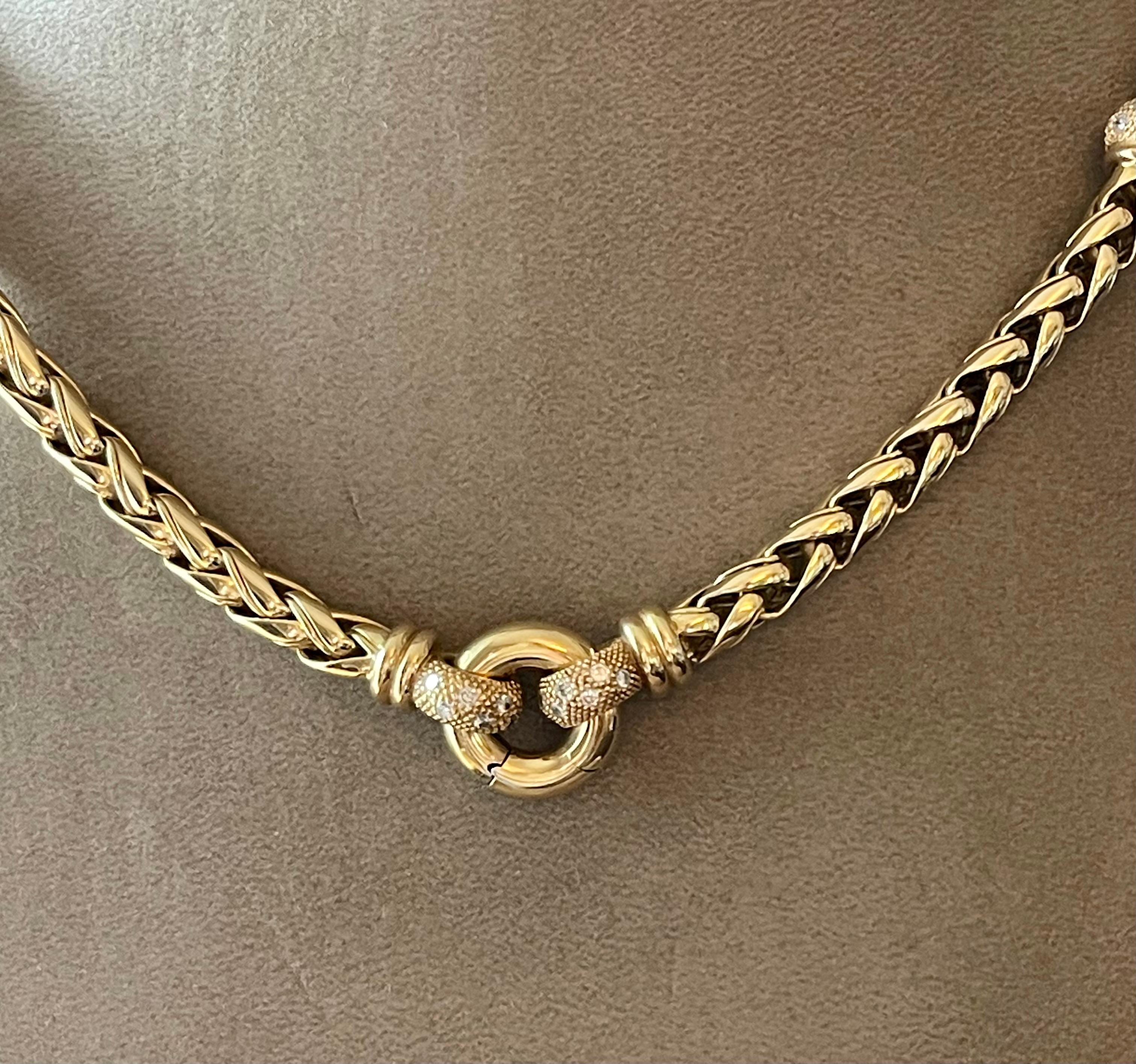 18 K yellow Gold Rope Necklace Diamonds For Sale 5