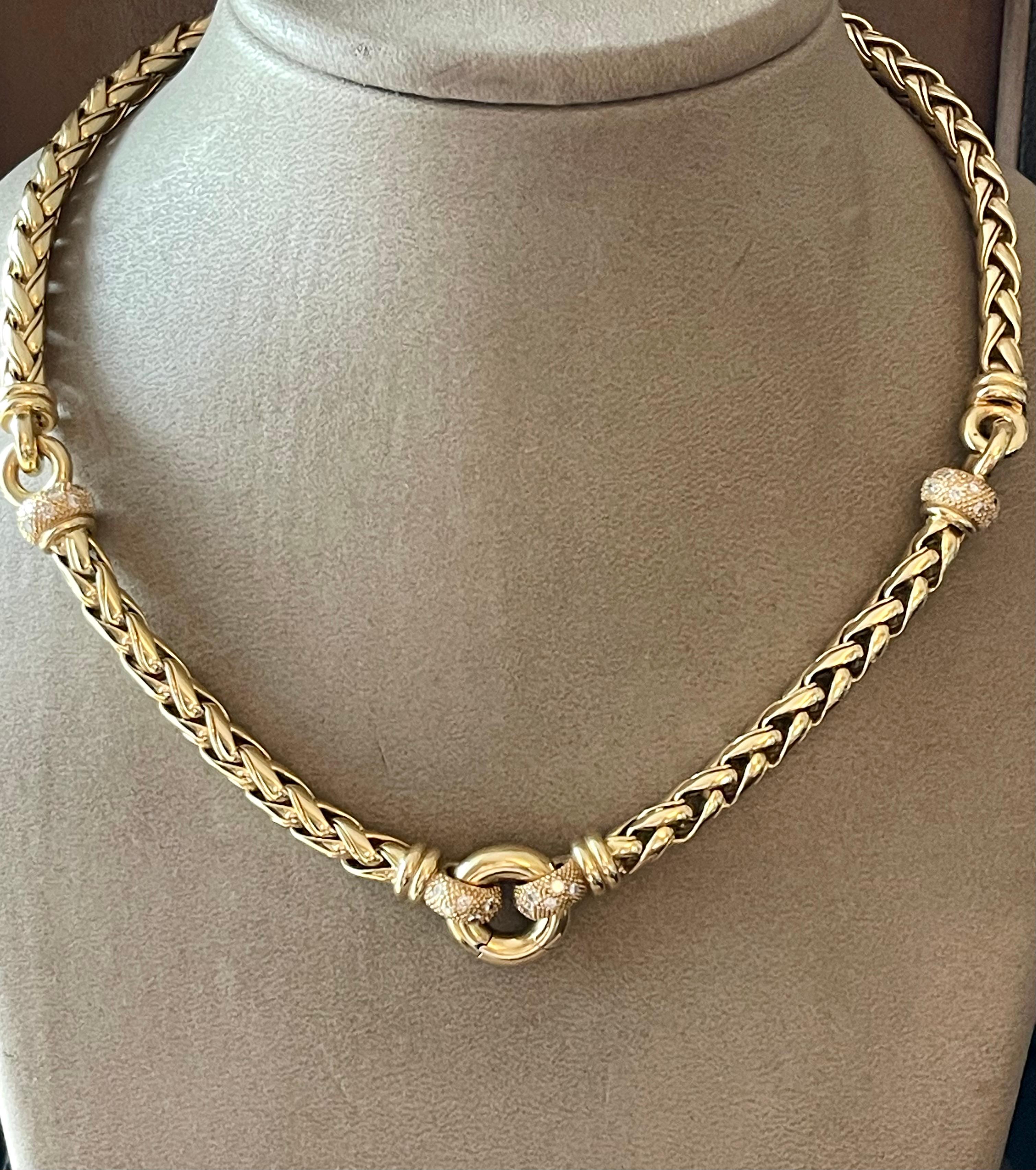 18 K yellow Gold Rope Necklace Diamonds For Sale 6