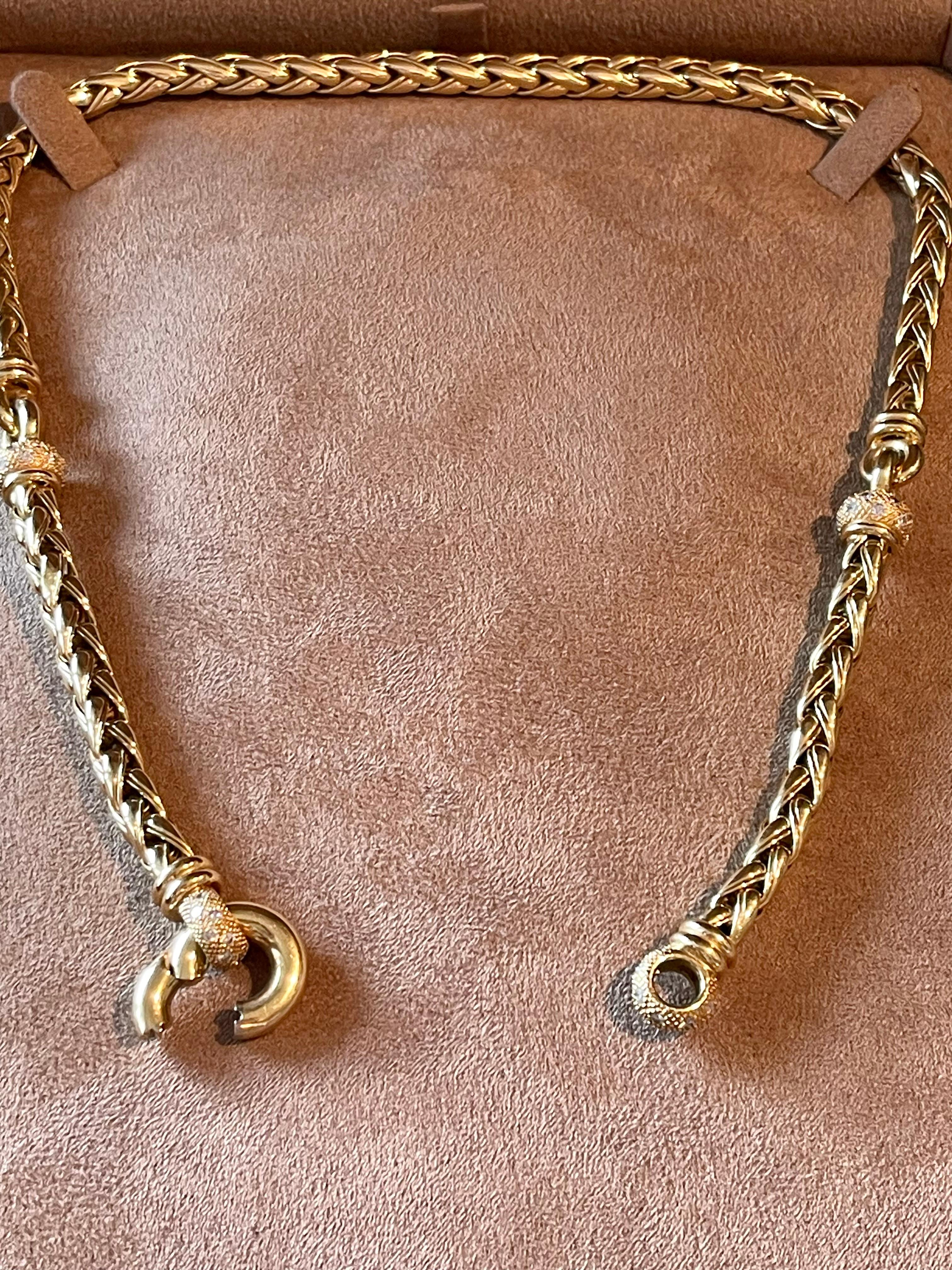 Single Cut 18 K yellow Gold Rope Necklace Diamonds For Sale