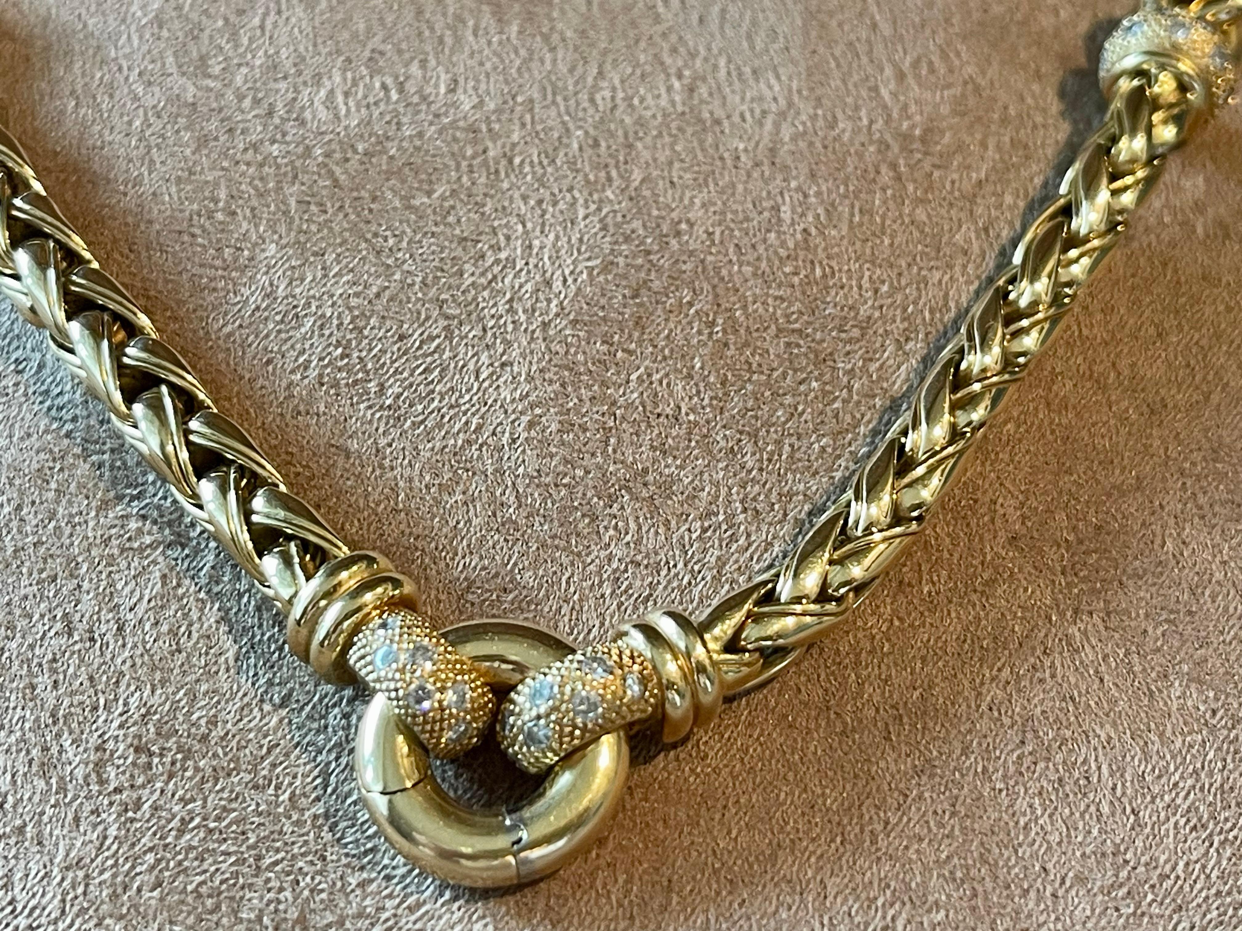 18 K yellow Gold Rope Necklace Diamonds In Good Condition For Sale In Zurich, Zollstrasse