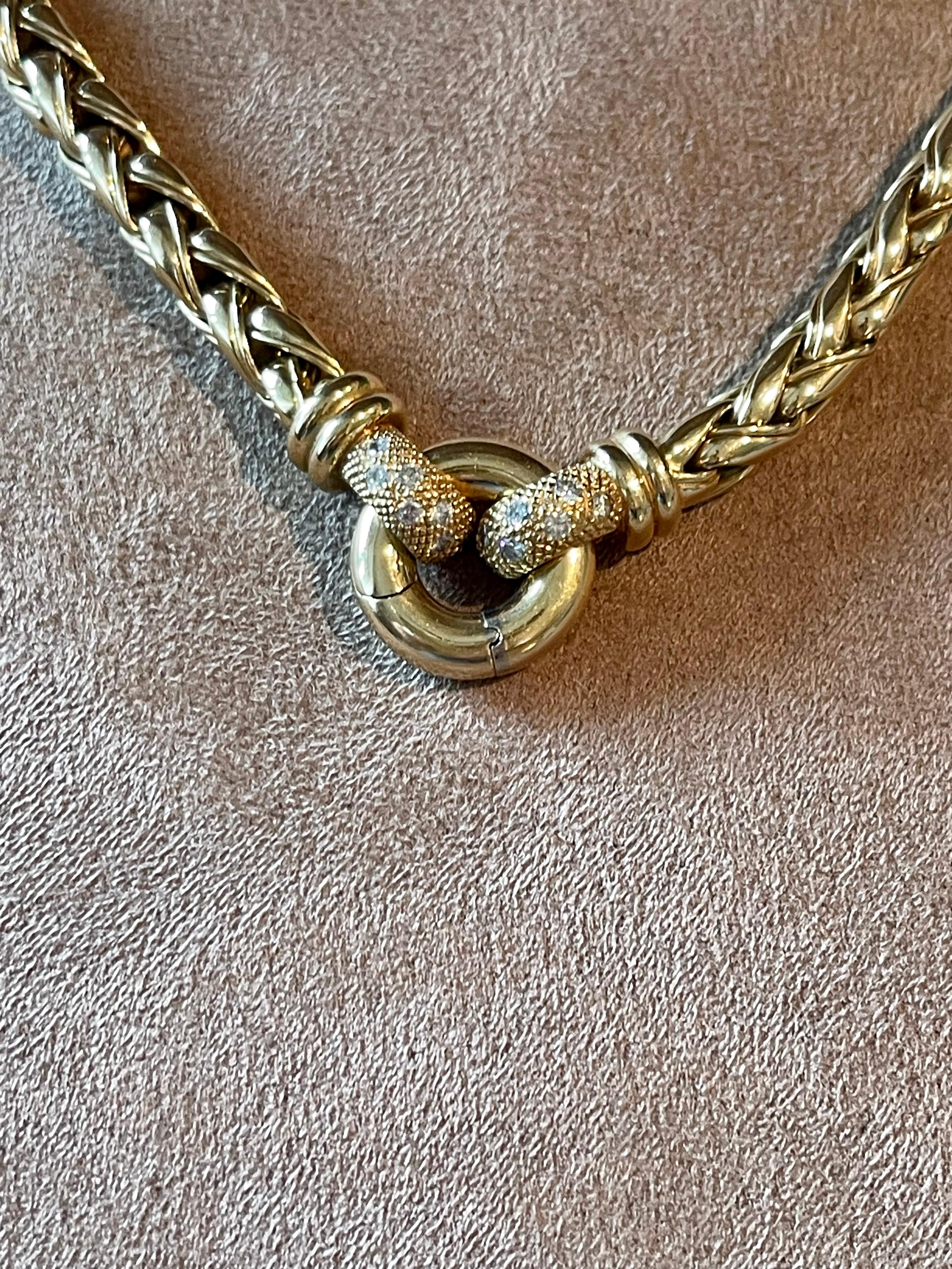 Men's 18 K yellow Gold Rope Necklace Diamonds For Sale