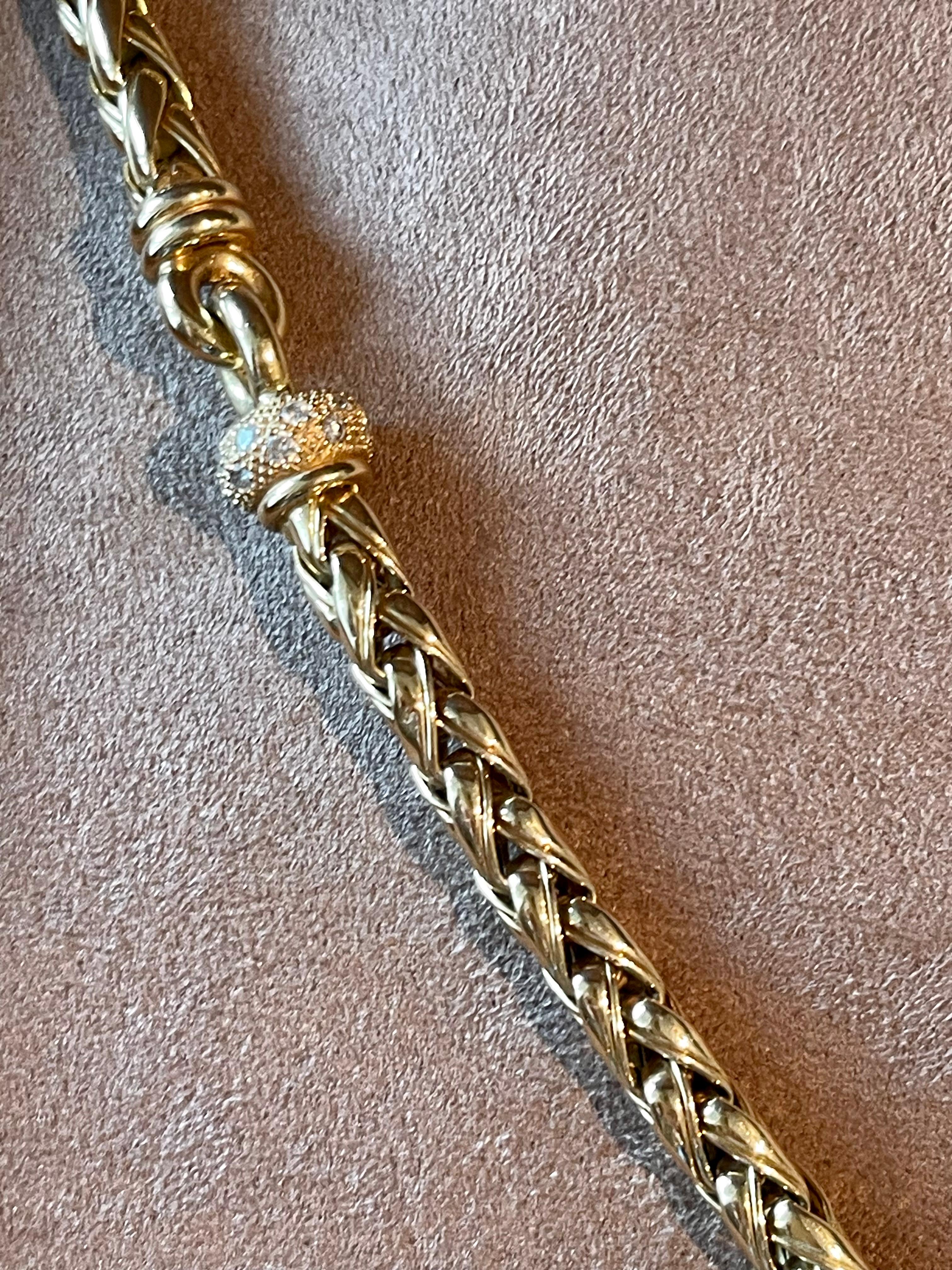 18 Karat Gelbgold Seil-Halskette mit Diamanten im Angebot 1