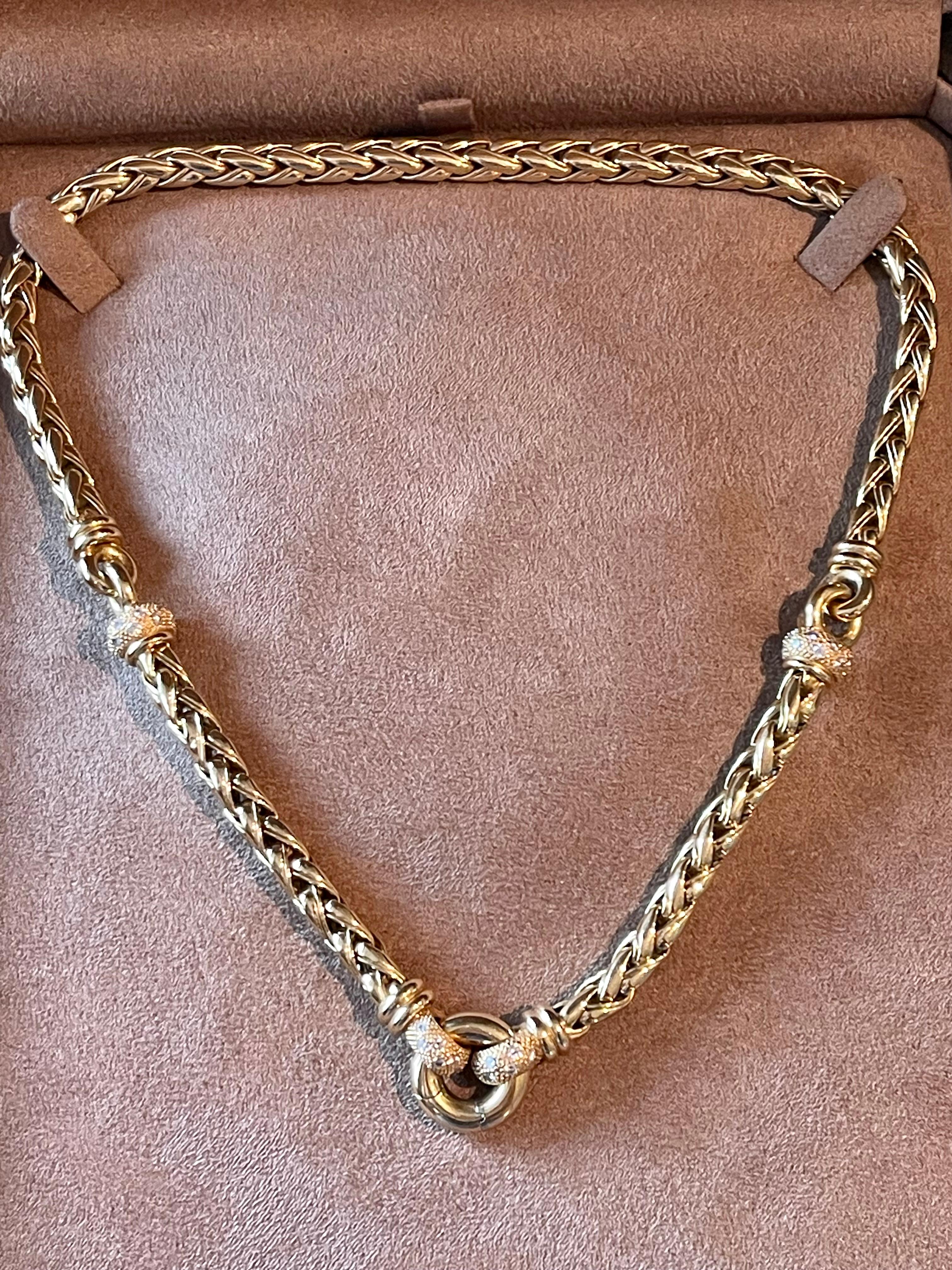 18 K yellow Gold Rope Necklace Diamonds For Sale 2